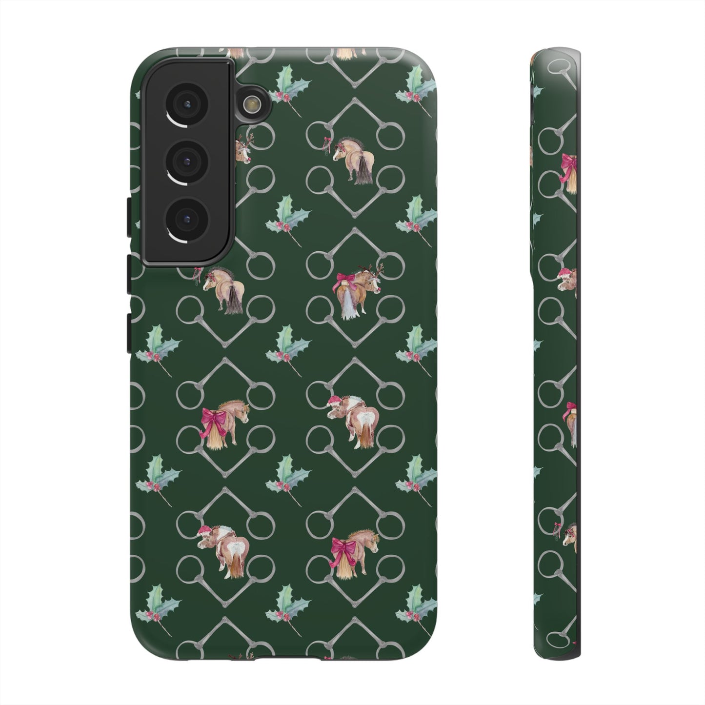 Adorable Little Ponies and Holly in Hunter Green Tough Phone Case