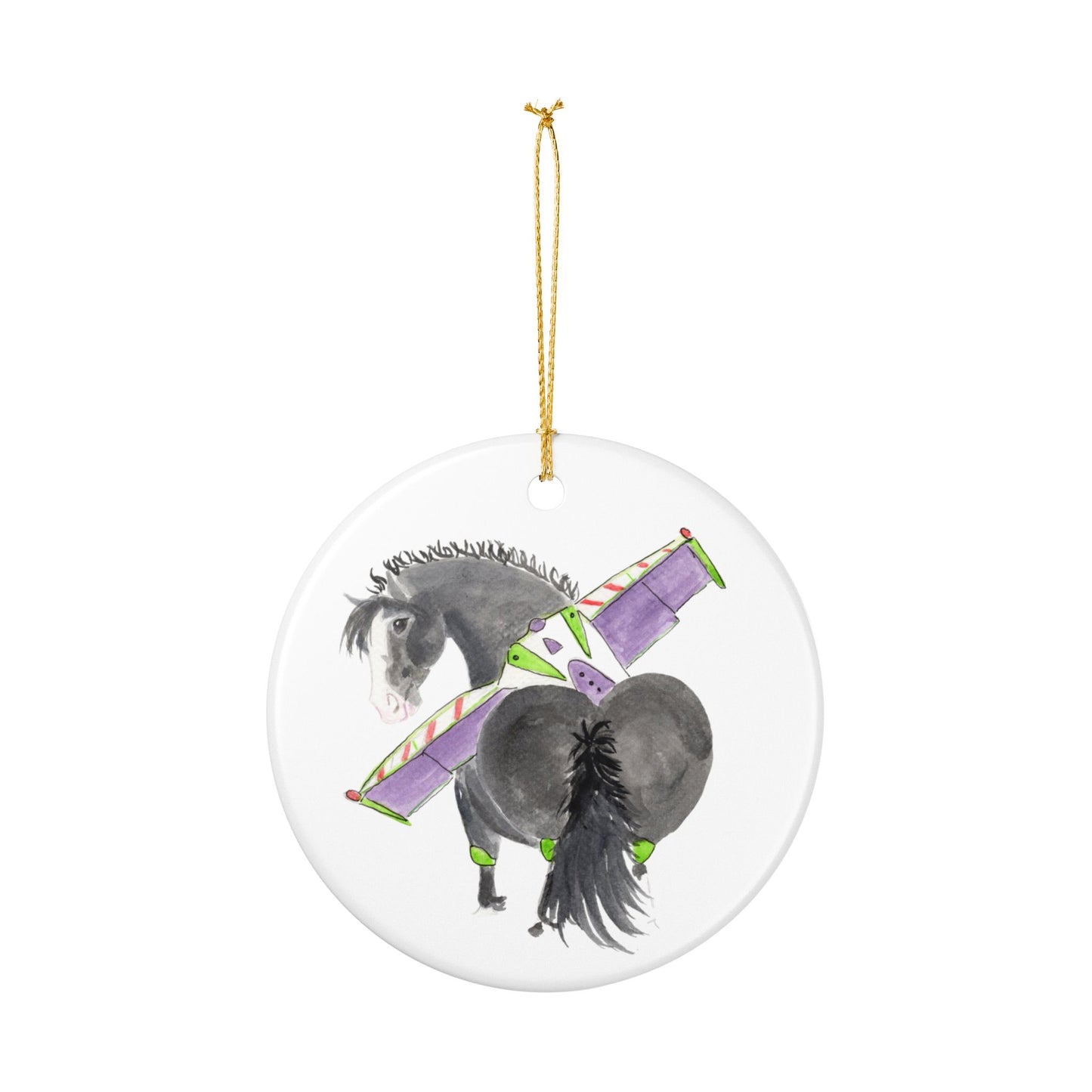 Buzz Lightyear Ceramic Ornament — Cute Black Pony Holiday Decoration