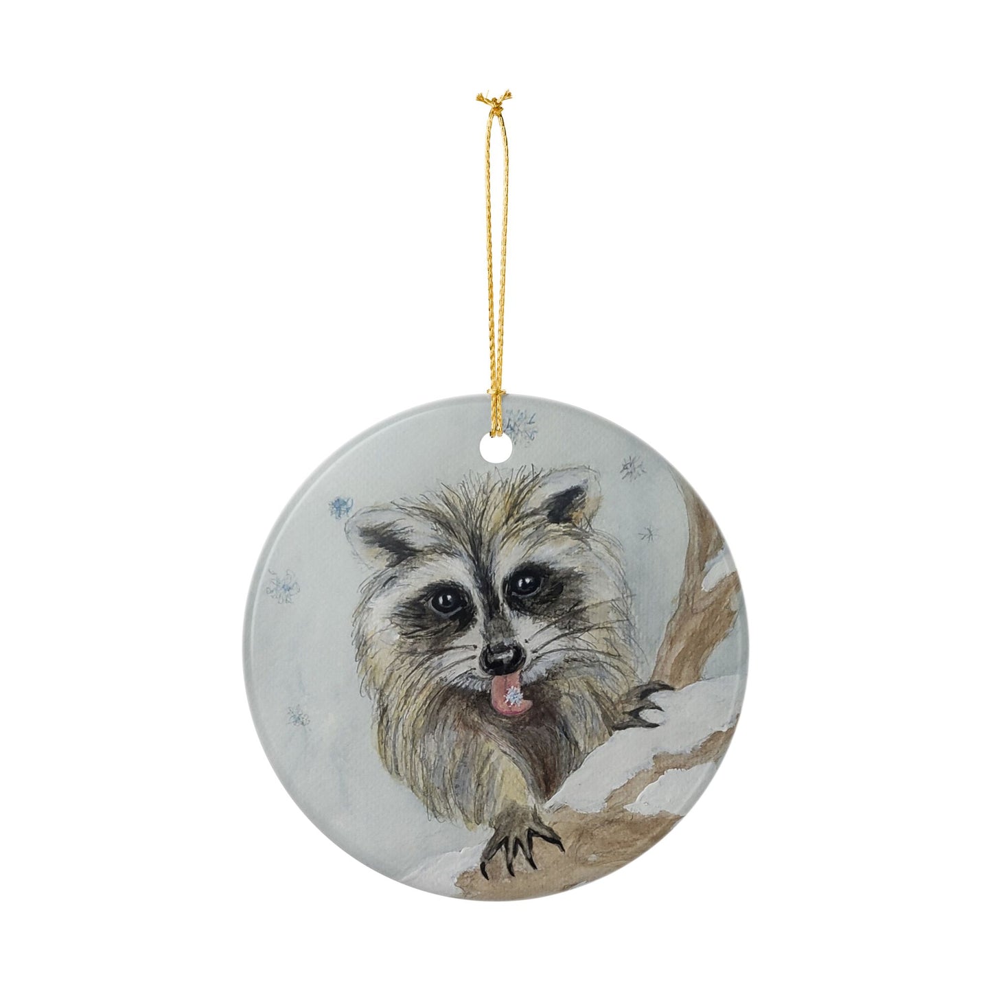Snowflake trash panda Ceramic Ornaments, Custom Holiday Decor, 2-Sided Christmas Ornament, Unique Gift, Home Decoration, Keepsake
