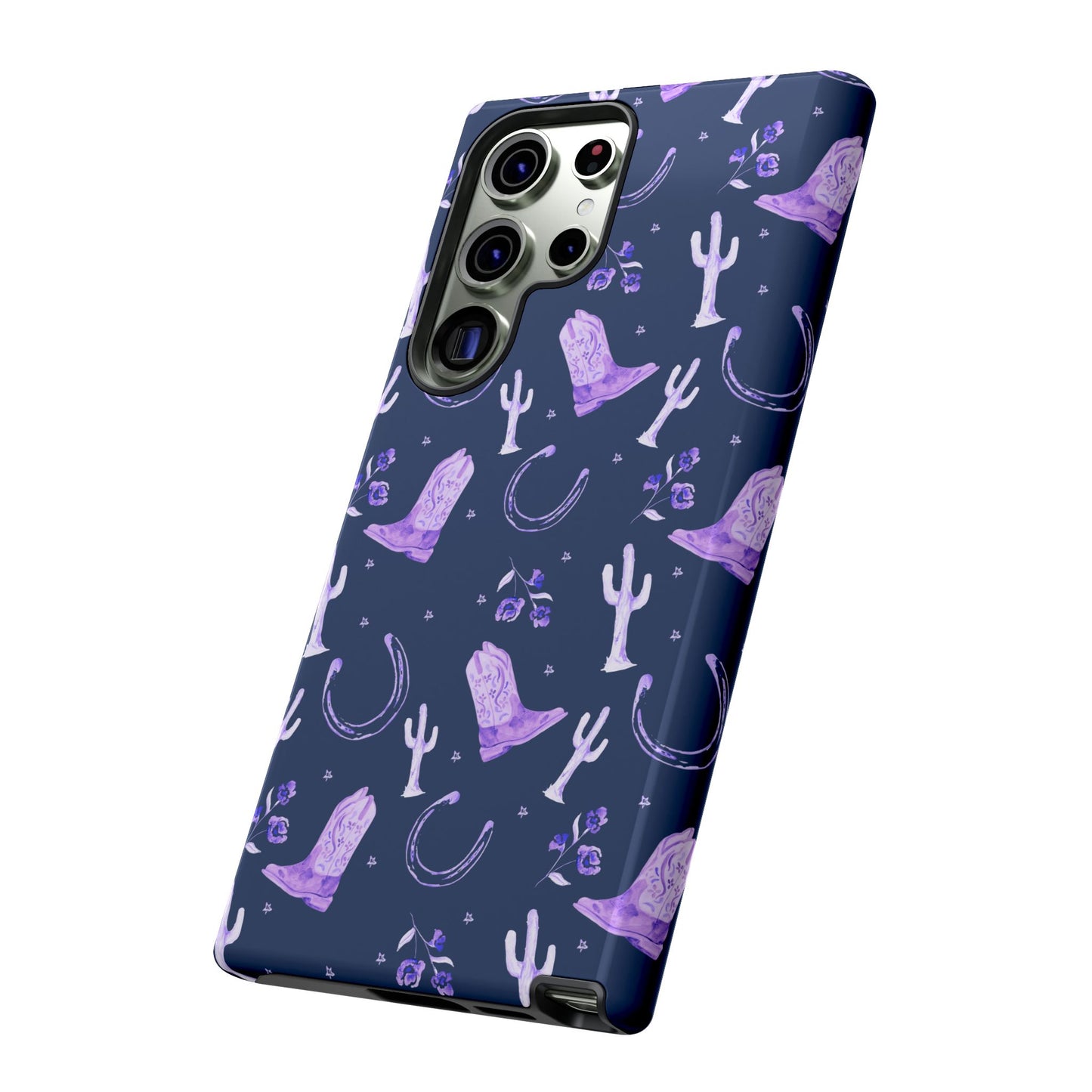 Lucky Boots in Navy and Lavender Tough Phone Case