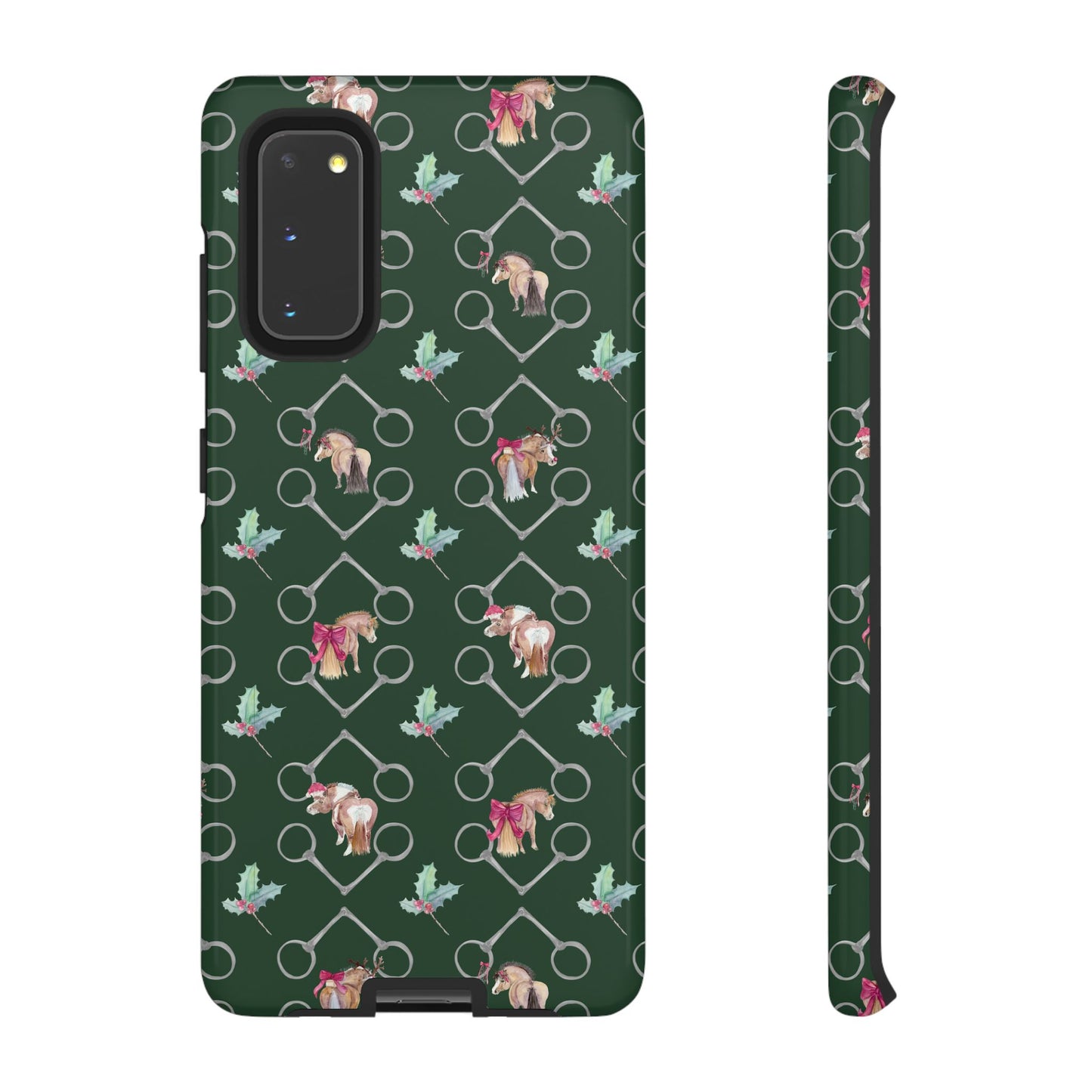 Adorable Little Ponies and Holly in Hunter Green Tough Phone Case