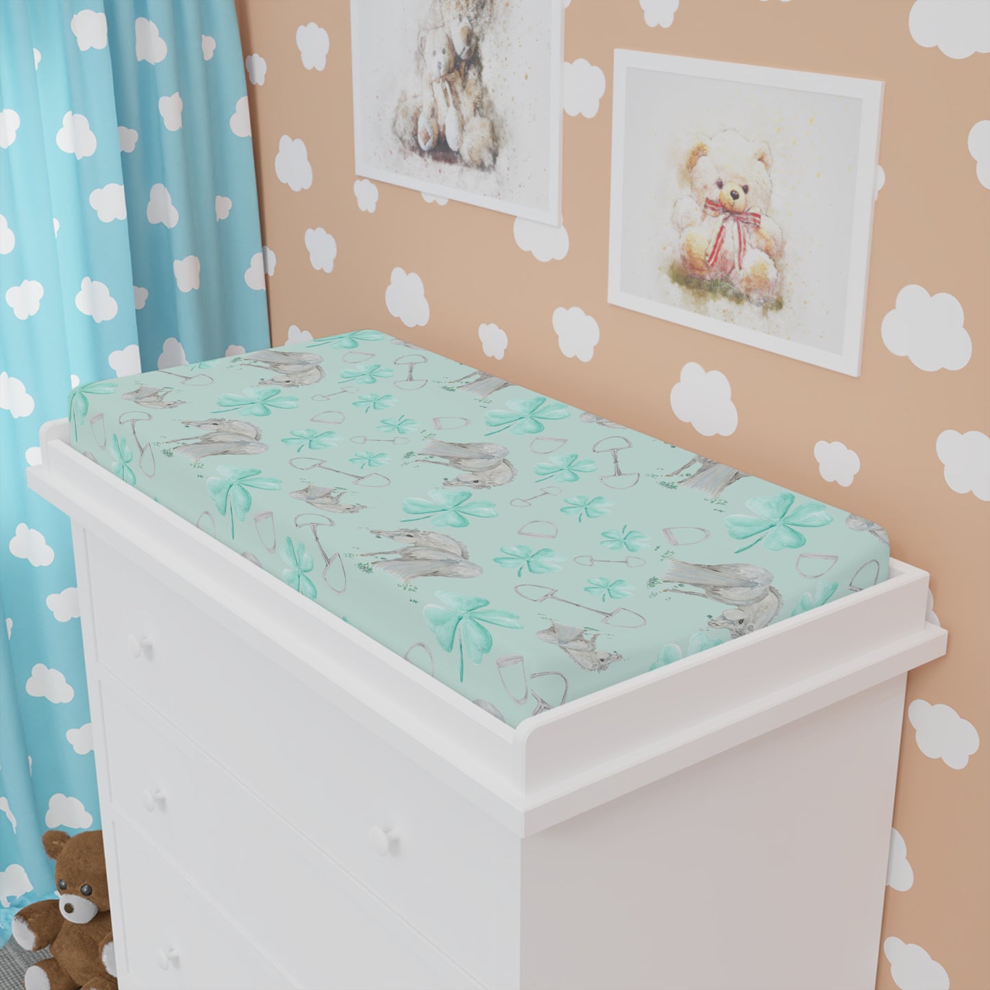 Adorable Clover Baby Changing Pad Cover — Mint CloverNursery