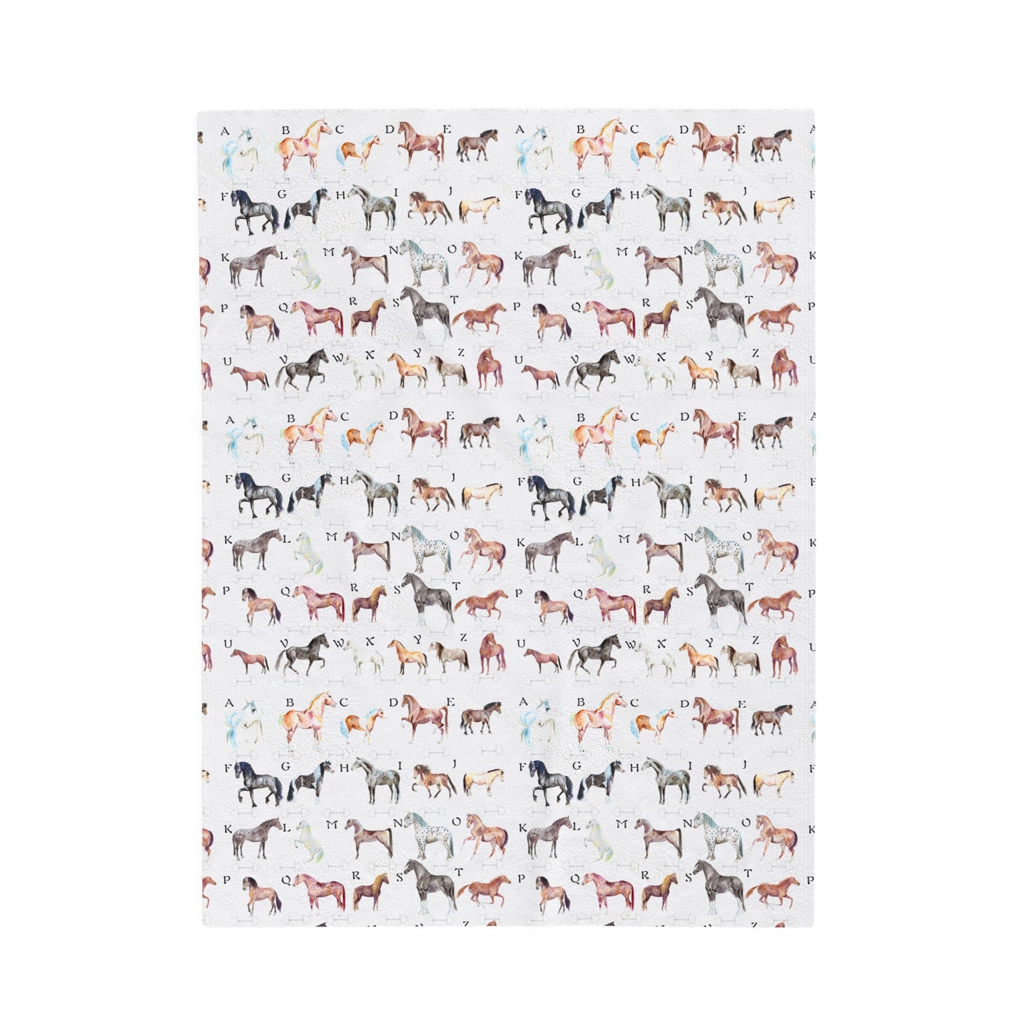 A B C Horse Breeds Velveteen Plush Blanket