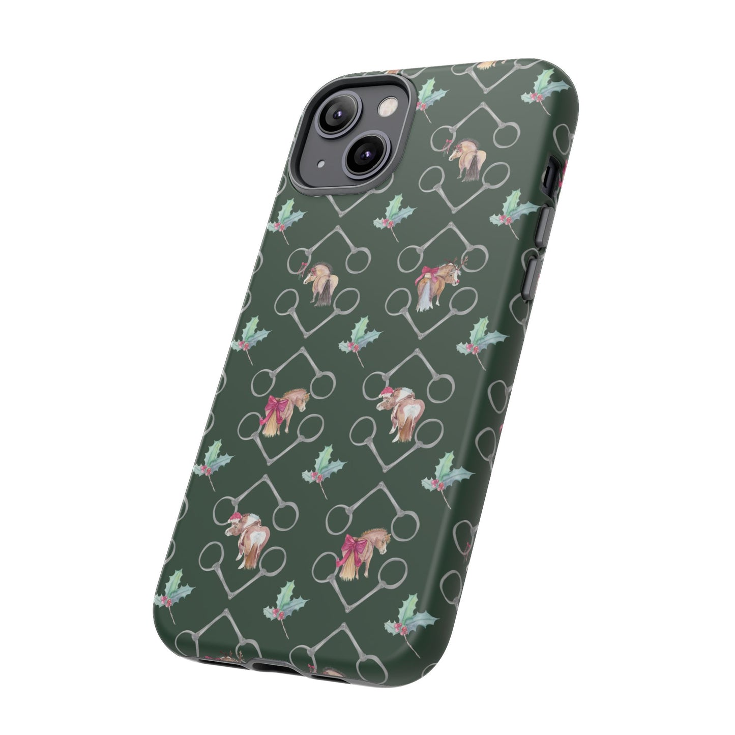 Adorable Little Ponies and Holly in Hunter Green Tough Phone Case