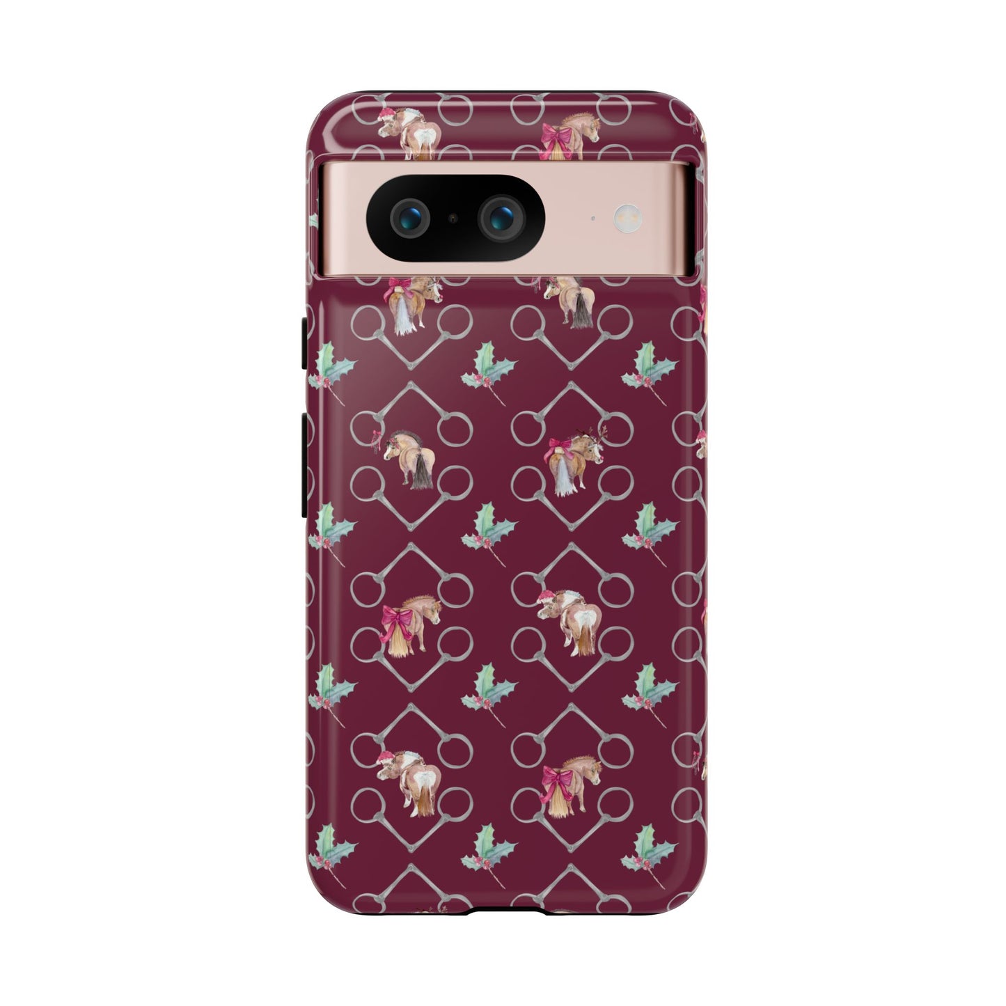 Adorable Little Ponies and Holly in Burgundy Tough Phone Case