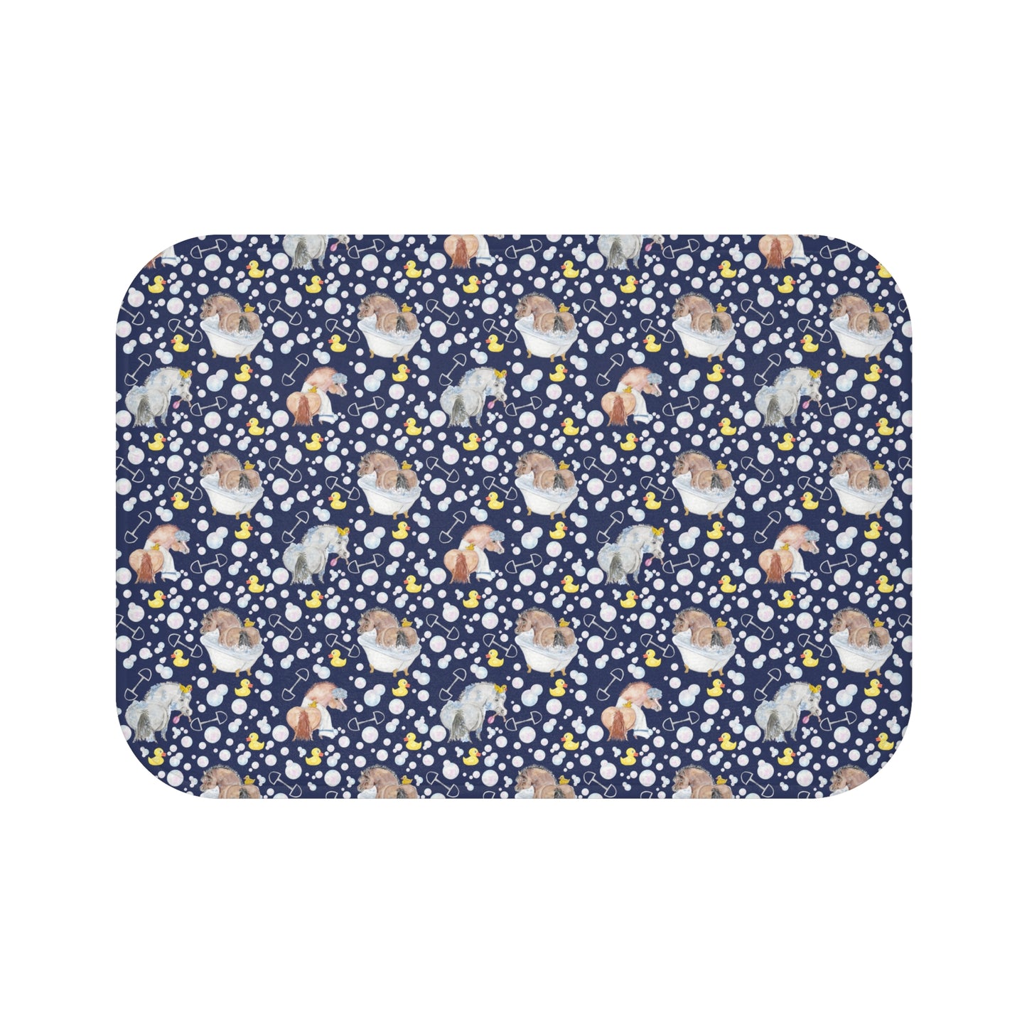 Adorable Ponies Double Bubble- Navy  Bath Mat