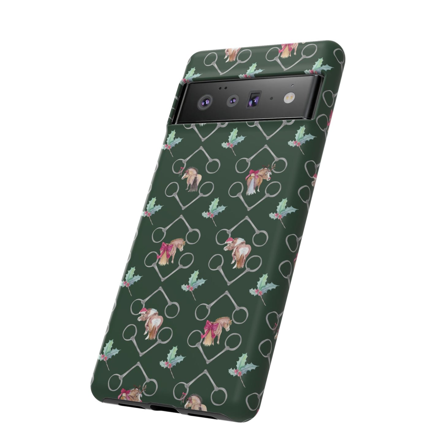 Adorable Little Ponies and Holly in Hunter Green Tough Phone Case