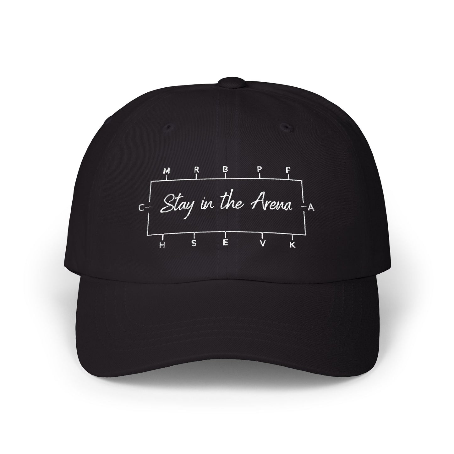Stay in the Arena Dad Cap — Football Field Outline Cap