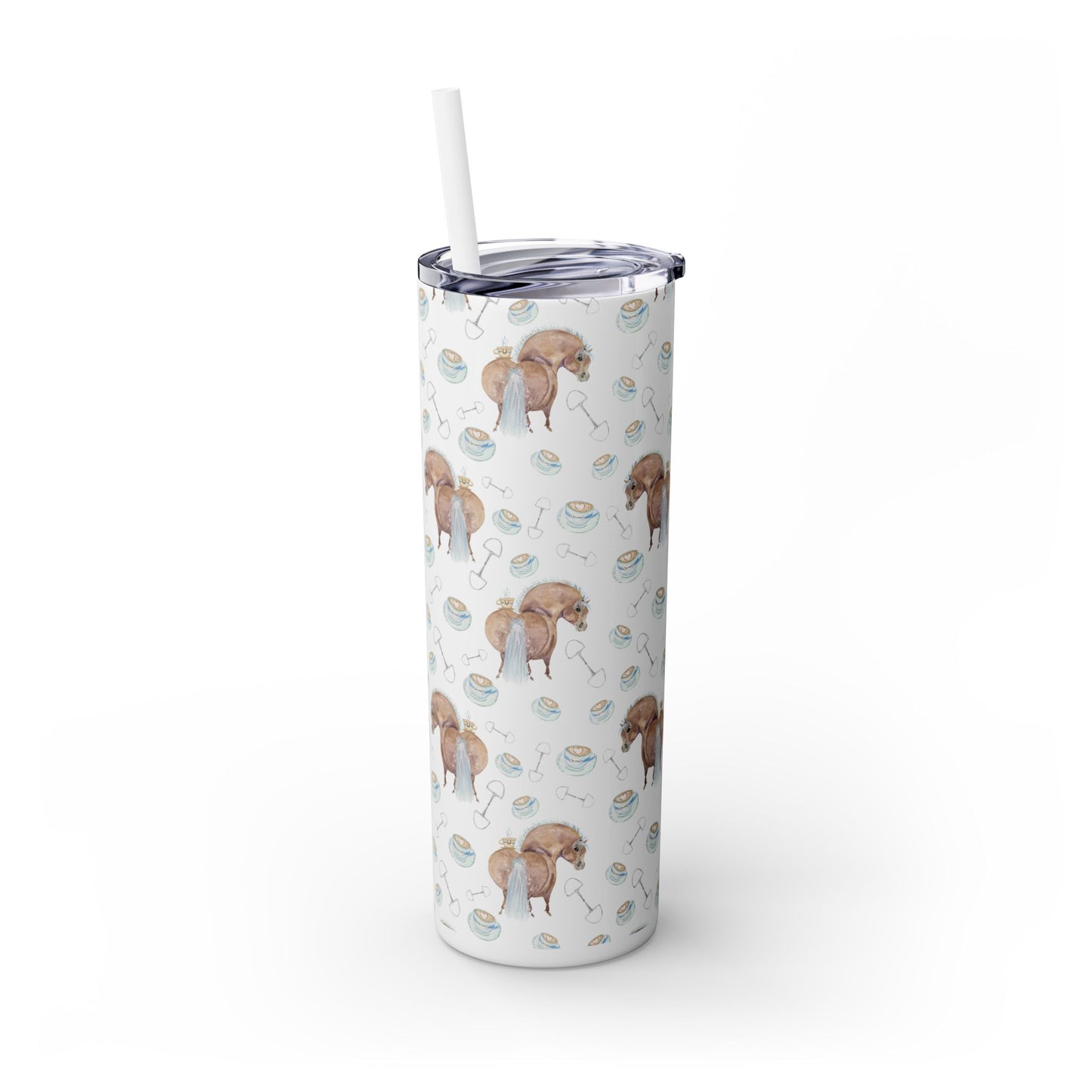 Adorable Pony Cup of Love - Skinny Tumbler with Straw, 20oz