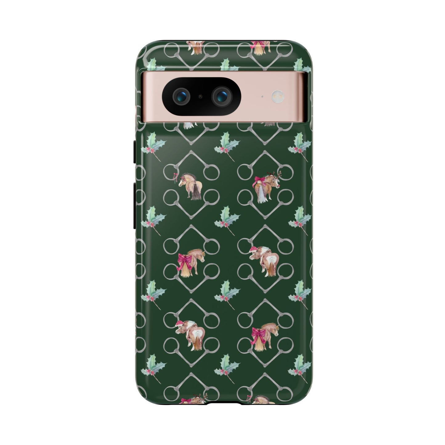 Adorable Little Ponies and Holly in Hunter Green Tough Phone Case