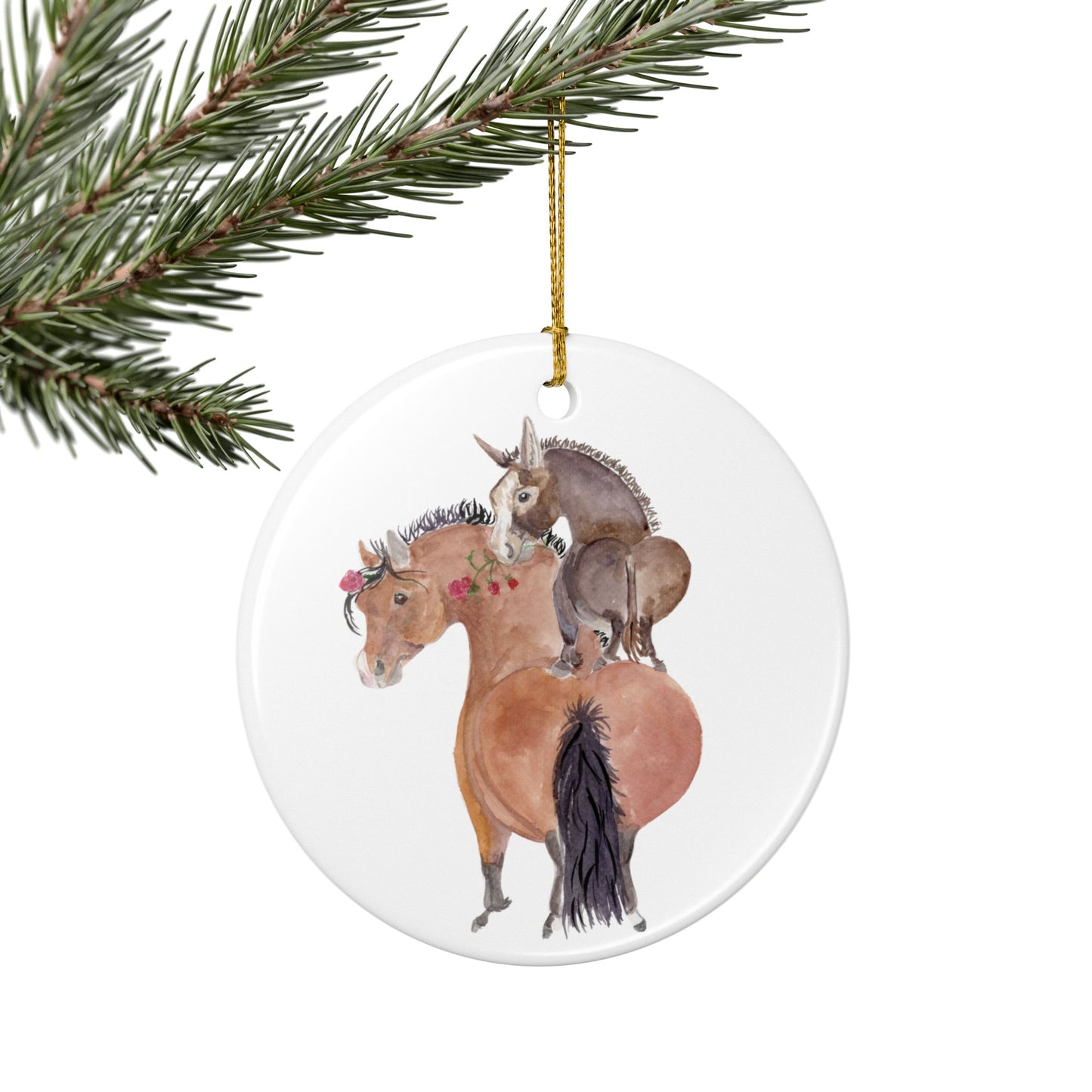 Adorable Rose and Rico Ceramic Ornaments, Custom Holiday Decor, 2-Sided Christmas Ornament, Unique Gift, Home Decoration, Keepsake