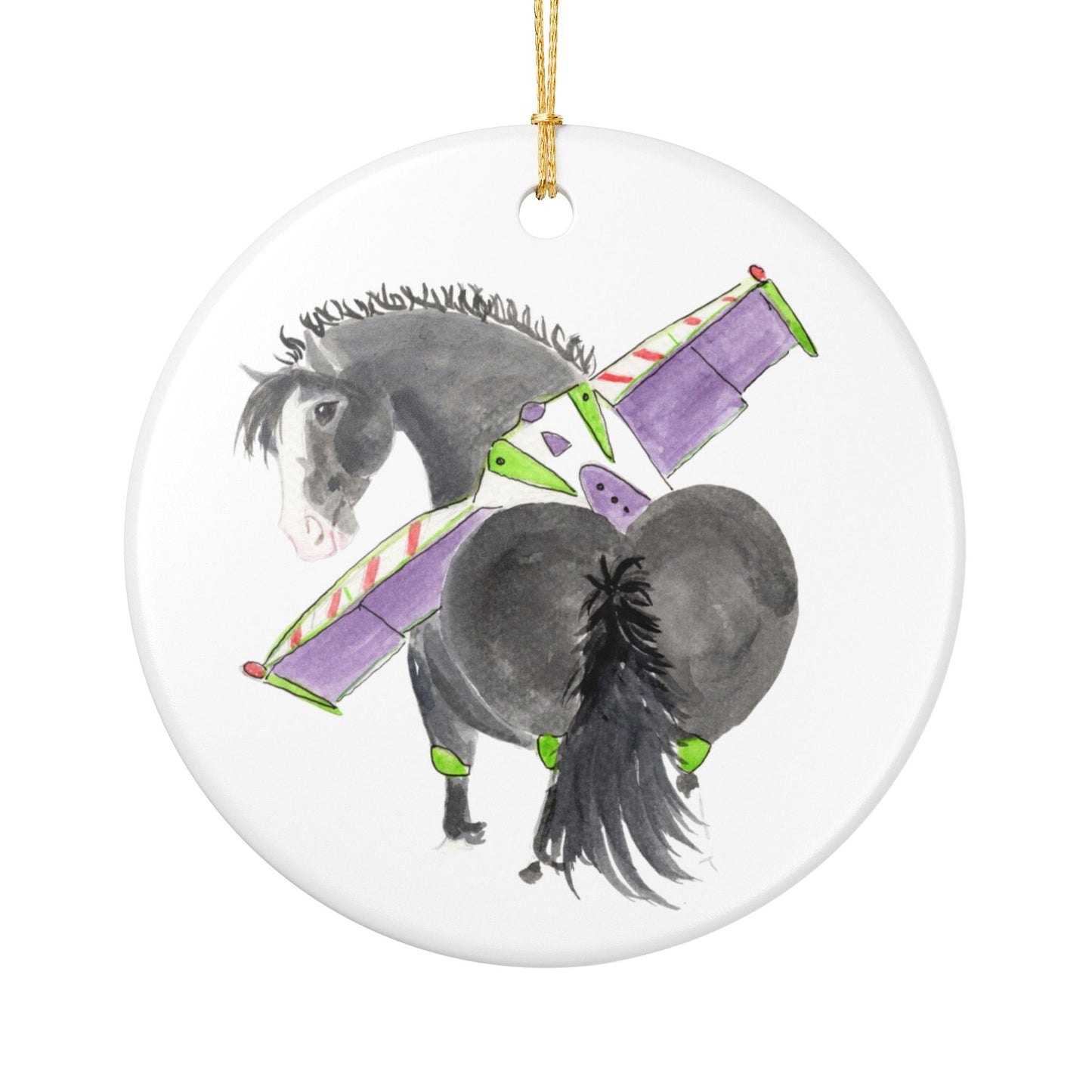 Buzz Lightyear Ceramic Ornament — Cute Black Pony Holiday Decoration