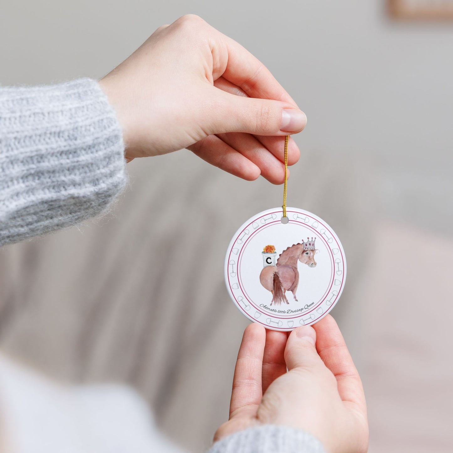 Adorable Dressage Queen Ceramic Ornaments, Custom Holiday Decor, 2-Sided Christmas Ornament, Unique Gift, Home Decoration, Keepsake