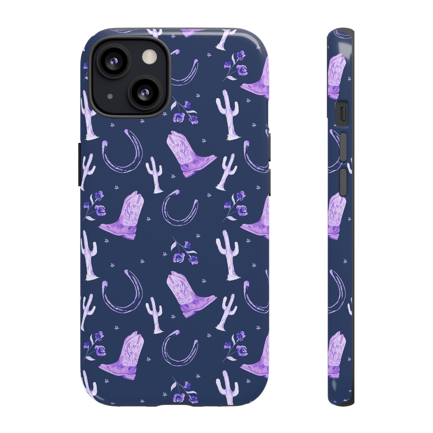 Lucky Boots in Navy and Lavender Tough Phone Case