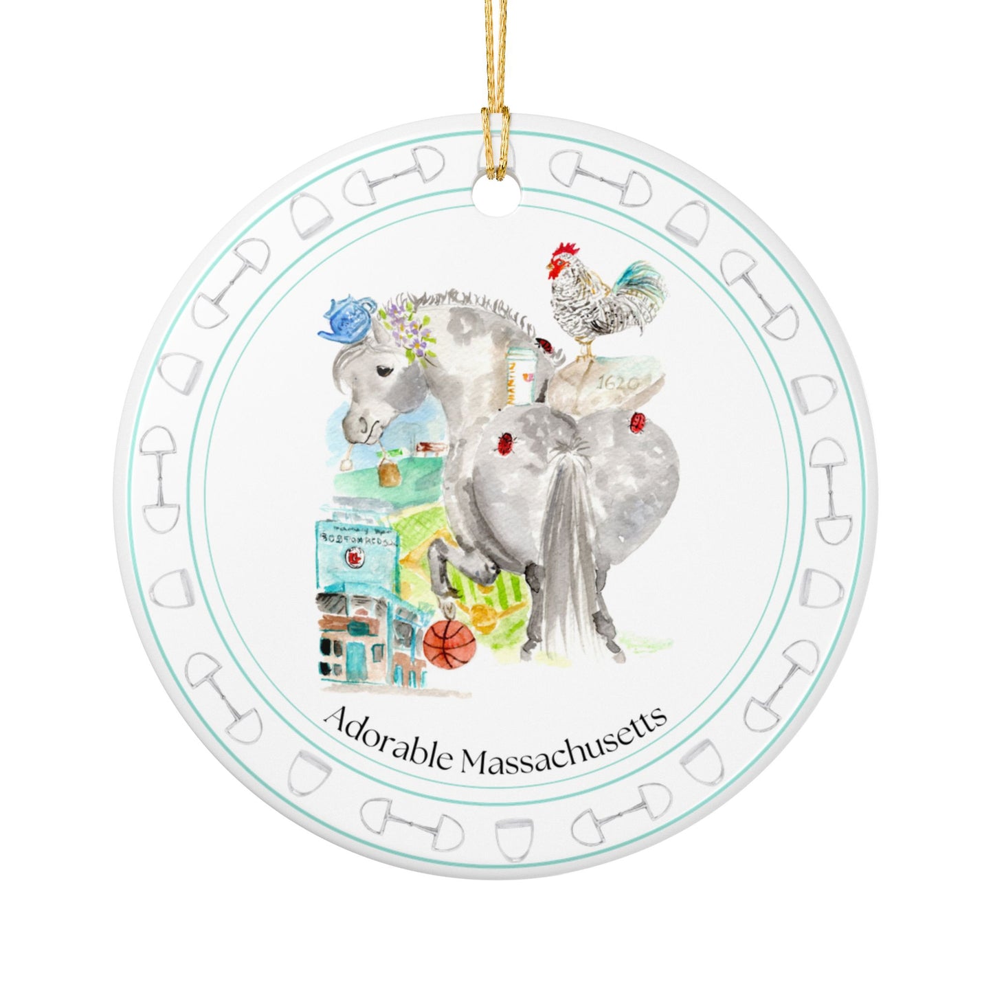 Adorable Massachusetts  Ceramic Ornaments, Custom Holiday Decor, 2-Sided Christmas Ornament, Unique Gift, Home Decoration, Keepsake