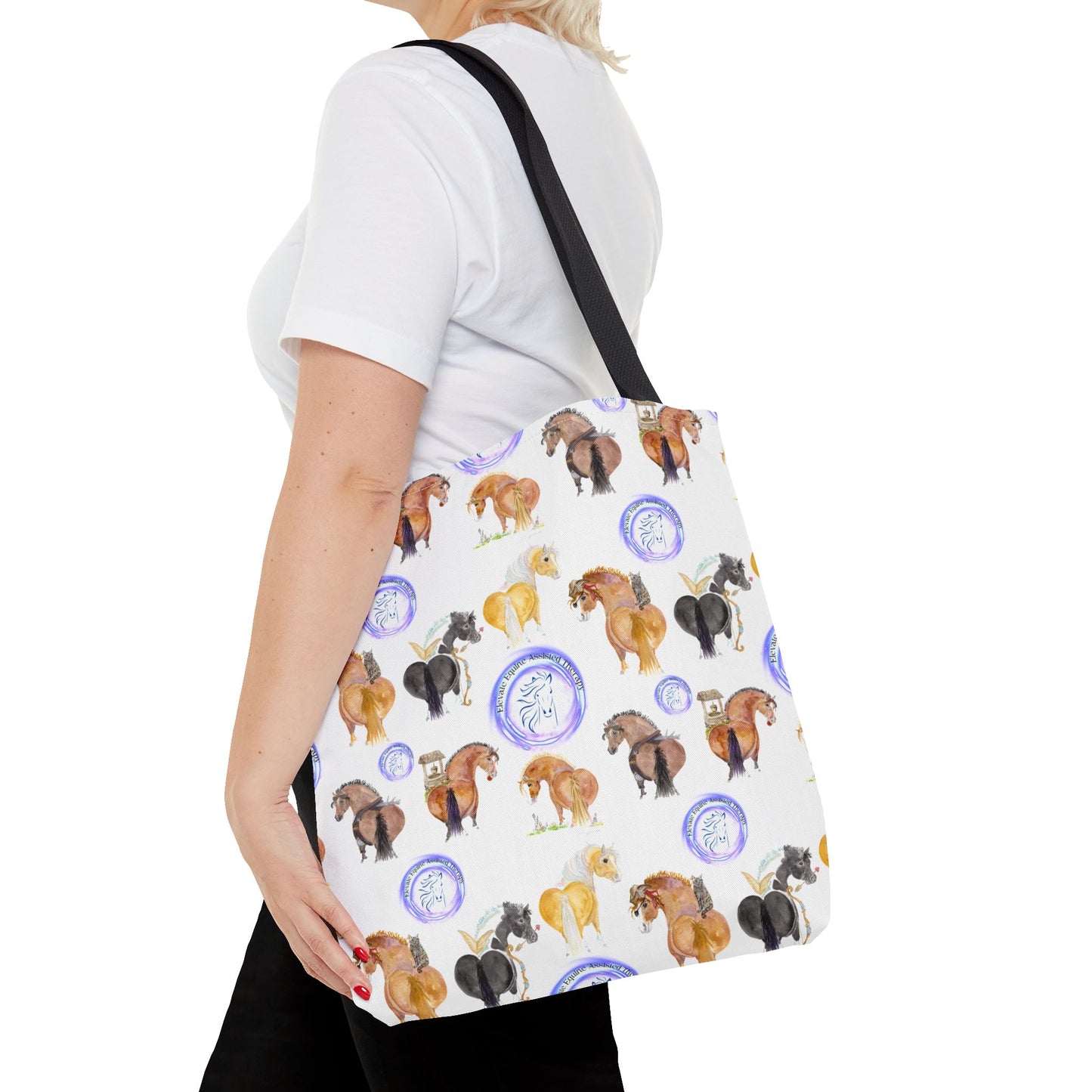 Adorable little Elevate Equine Herd Tote Bag - Whimsical Equestrian Design
