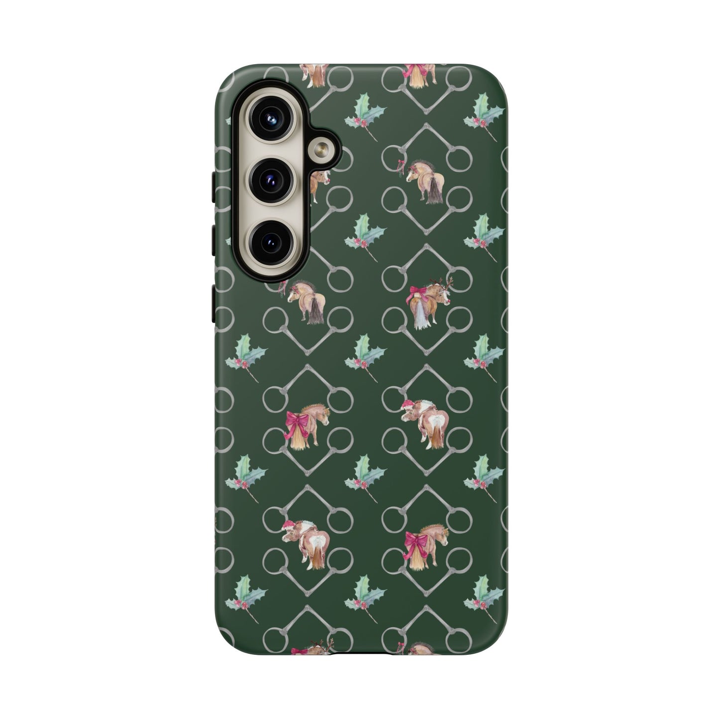 Adorable Little Ponies and Holly in Hunter Green Tough Phone Case