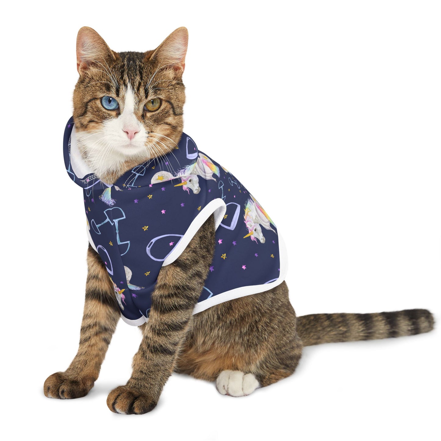 Adorable pony Unicorn print - Navy Pet Hoodie