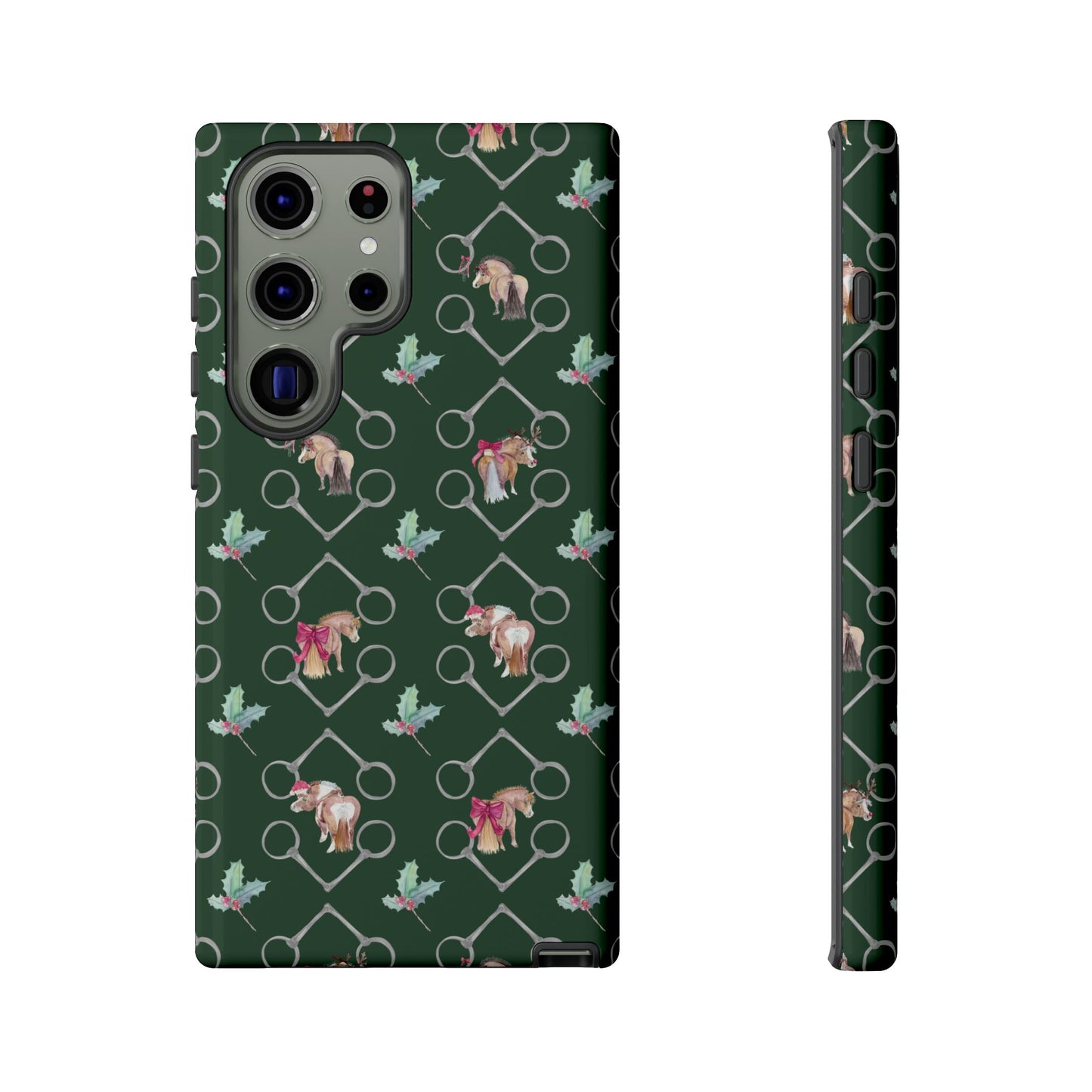 Adorable Little Ponies and Holly in Hunter Green Tough Phone Case