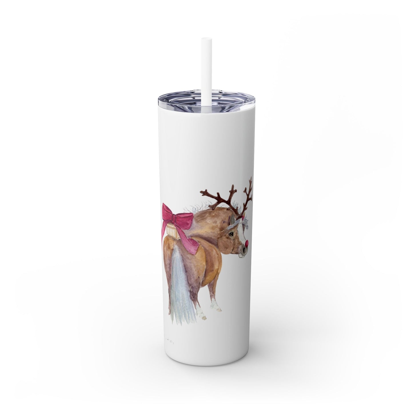 Adorable Little Santas helper   Skinny Tumbler with Straw, 20oz