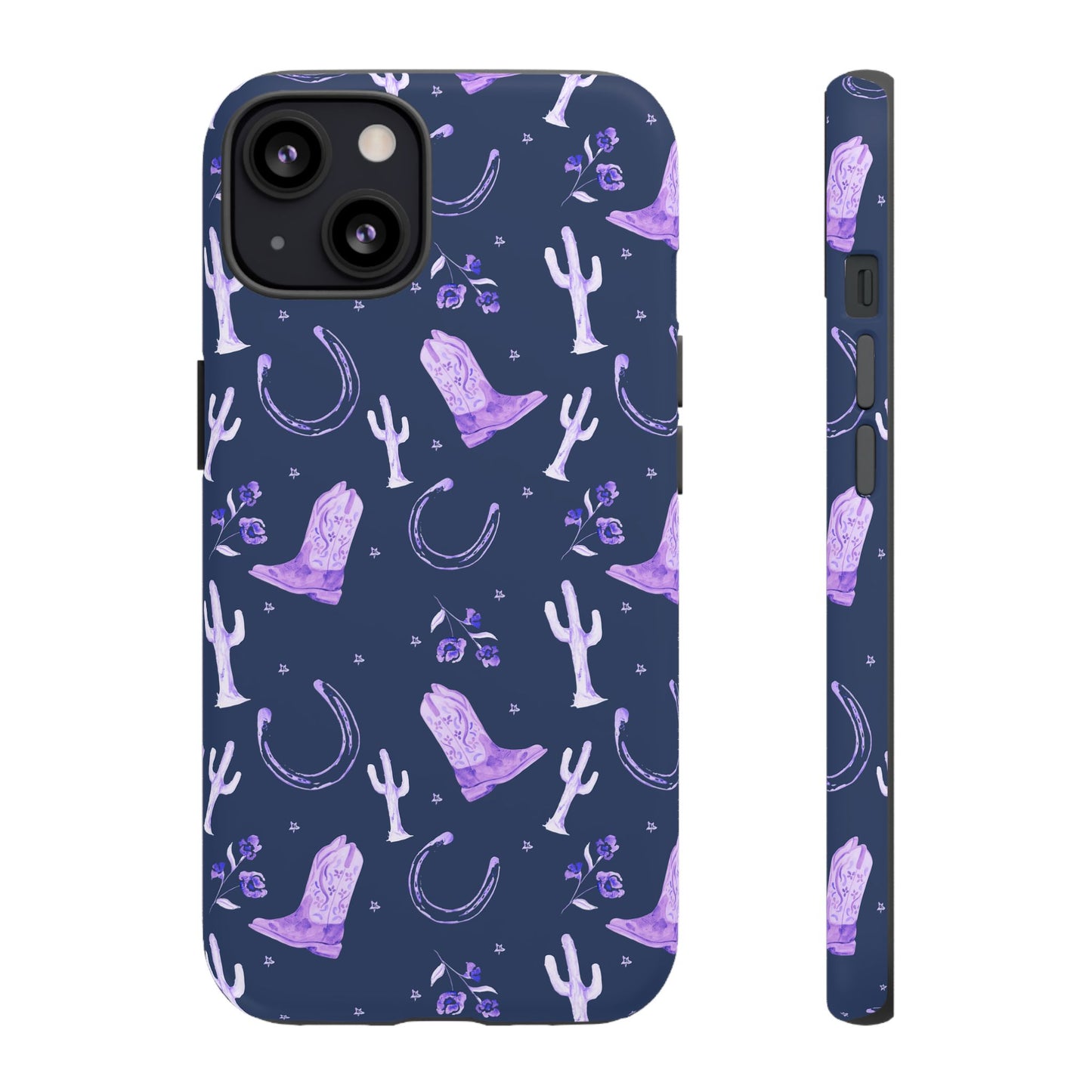 Lucky Boots in Navy and Lavender Tough Phone Case