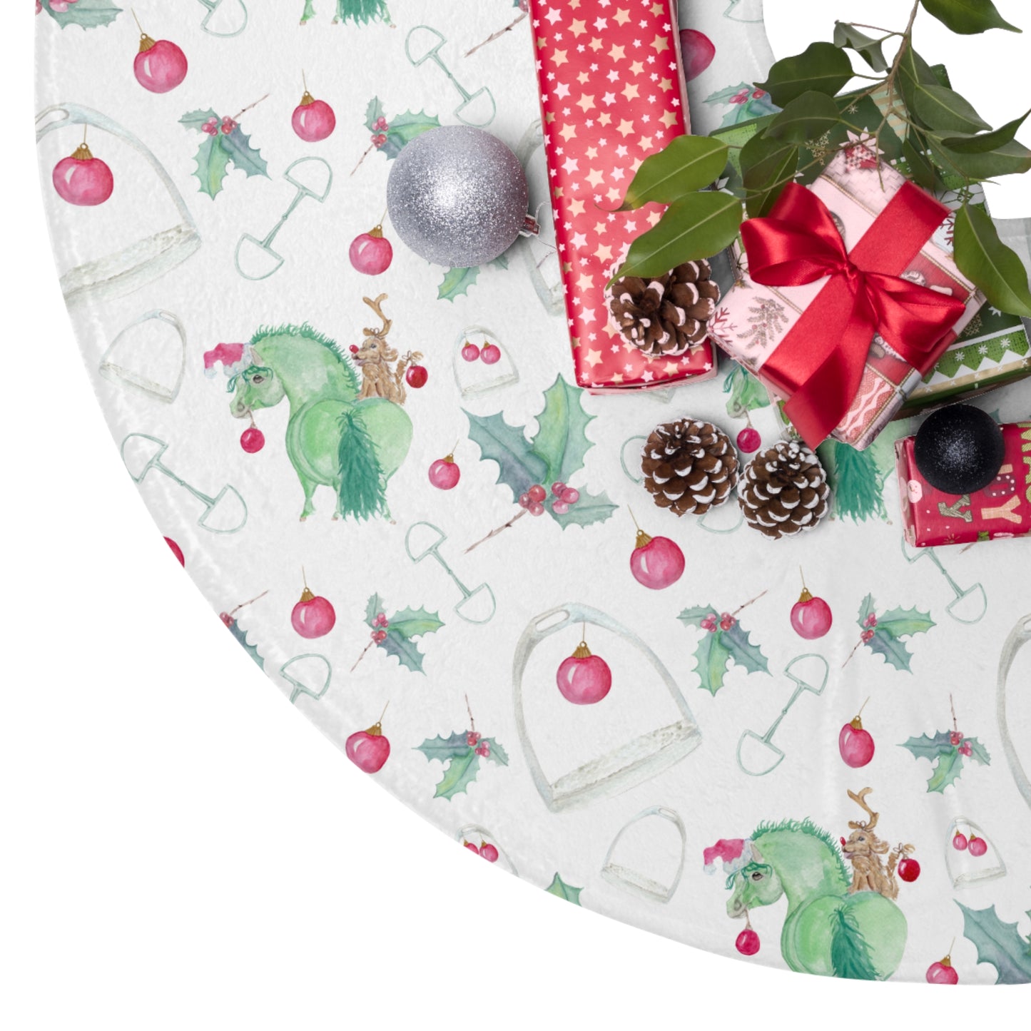 Adorable little Grinchy Pony and Friend Christmas Tree Skirts