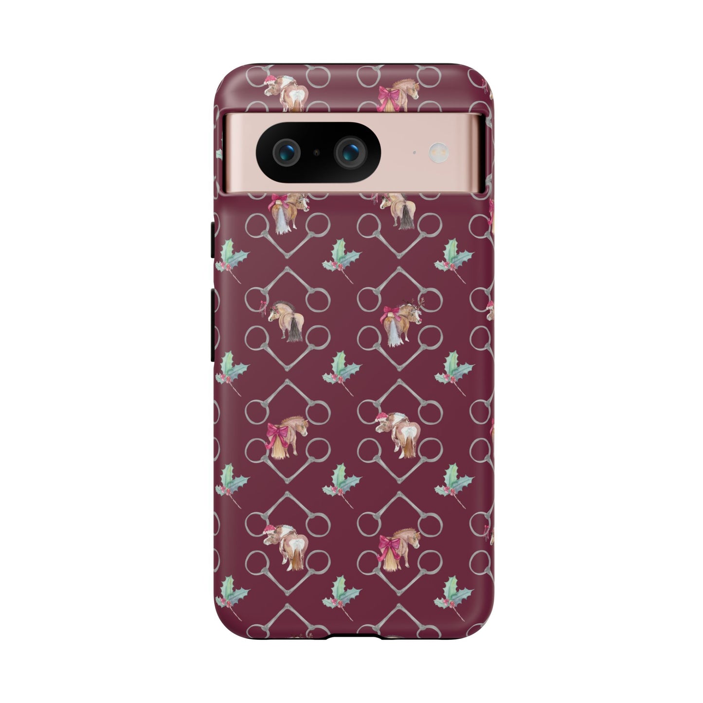 Adorable Little Ponies and Holly in Burgundy Tough Phone Case