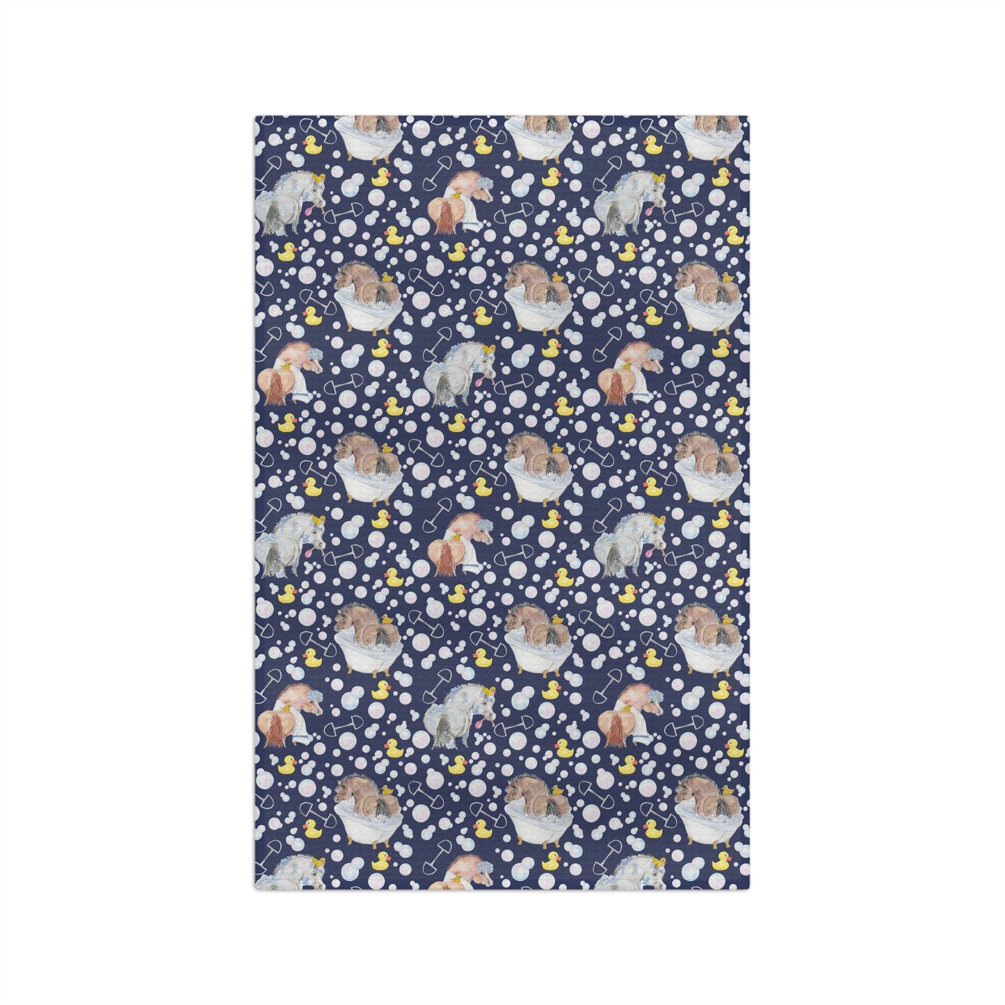 Adorable Ponies Double bubble- Navy Microfiber Tea Towel