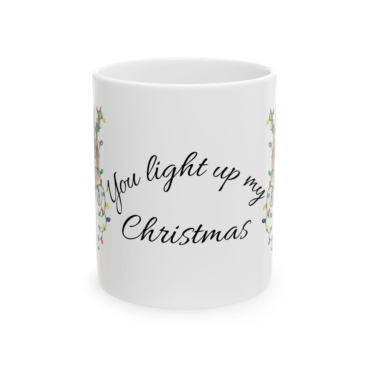 You Light Up My Christmas — Donkey Watercolor Mug