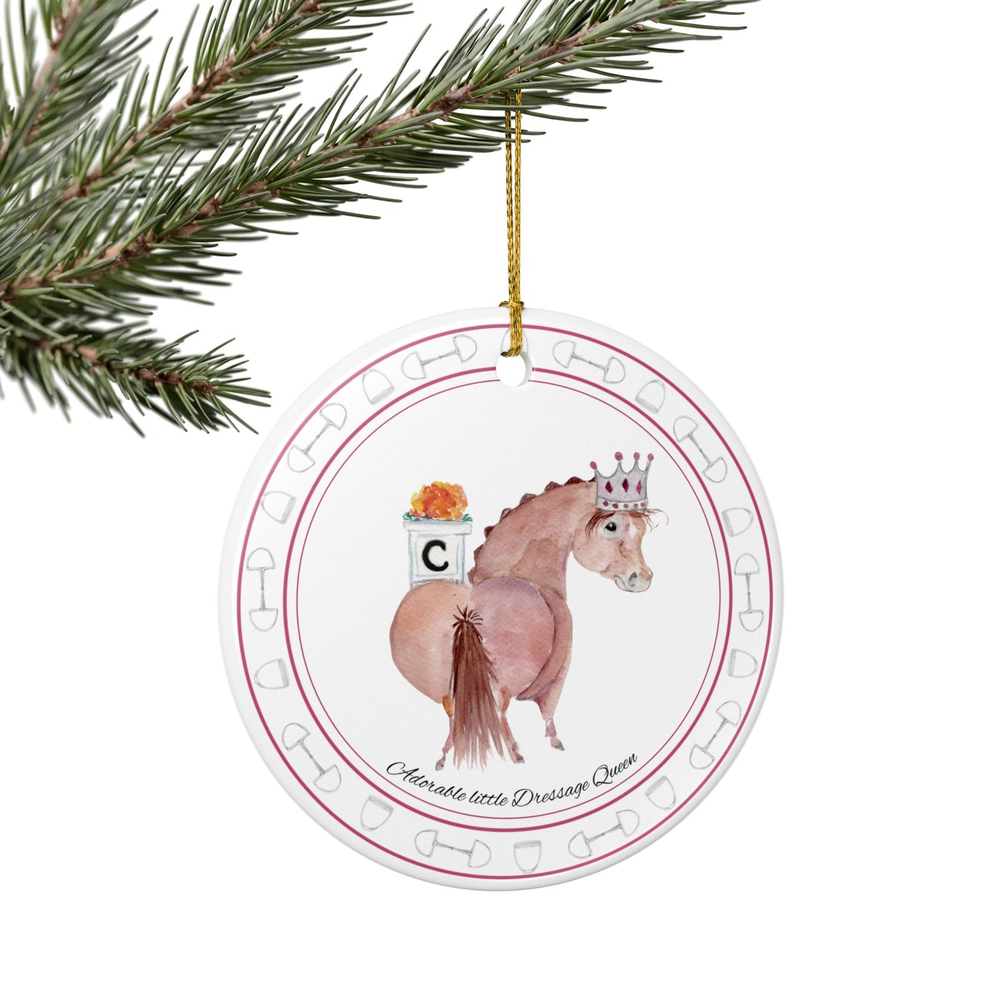 Adorable Dressage Queen Ceramic Ornaments, Custom Holiday Decor, 2-Sided Christmas Ornament, Unique Gift, Home Decoration, Keepsake