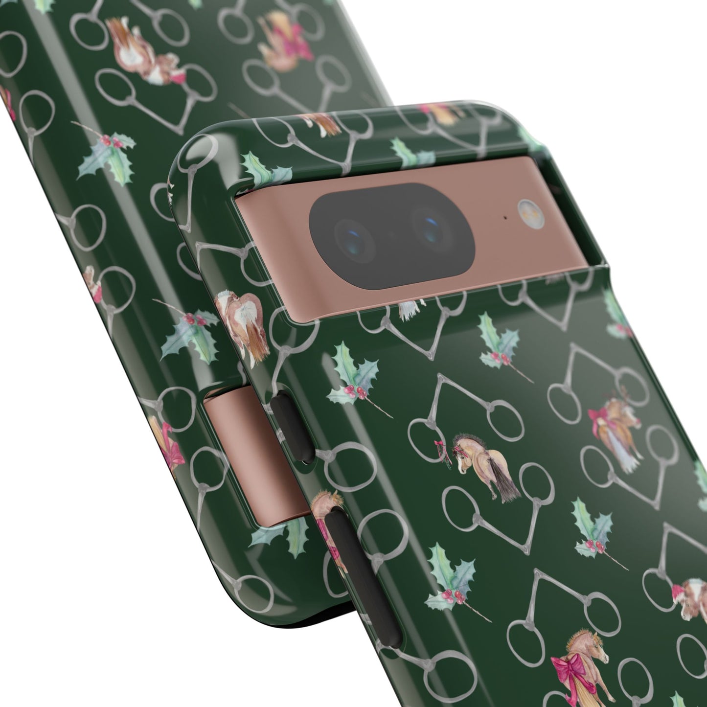 Adorable Little Ponies and Holly in Hunter Green Tough Phone Case