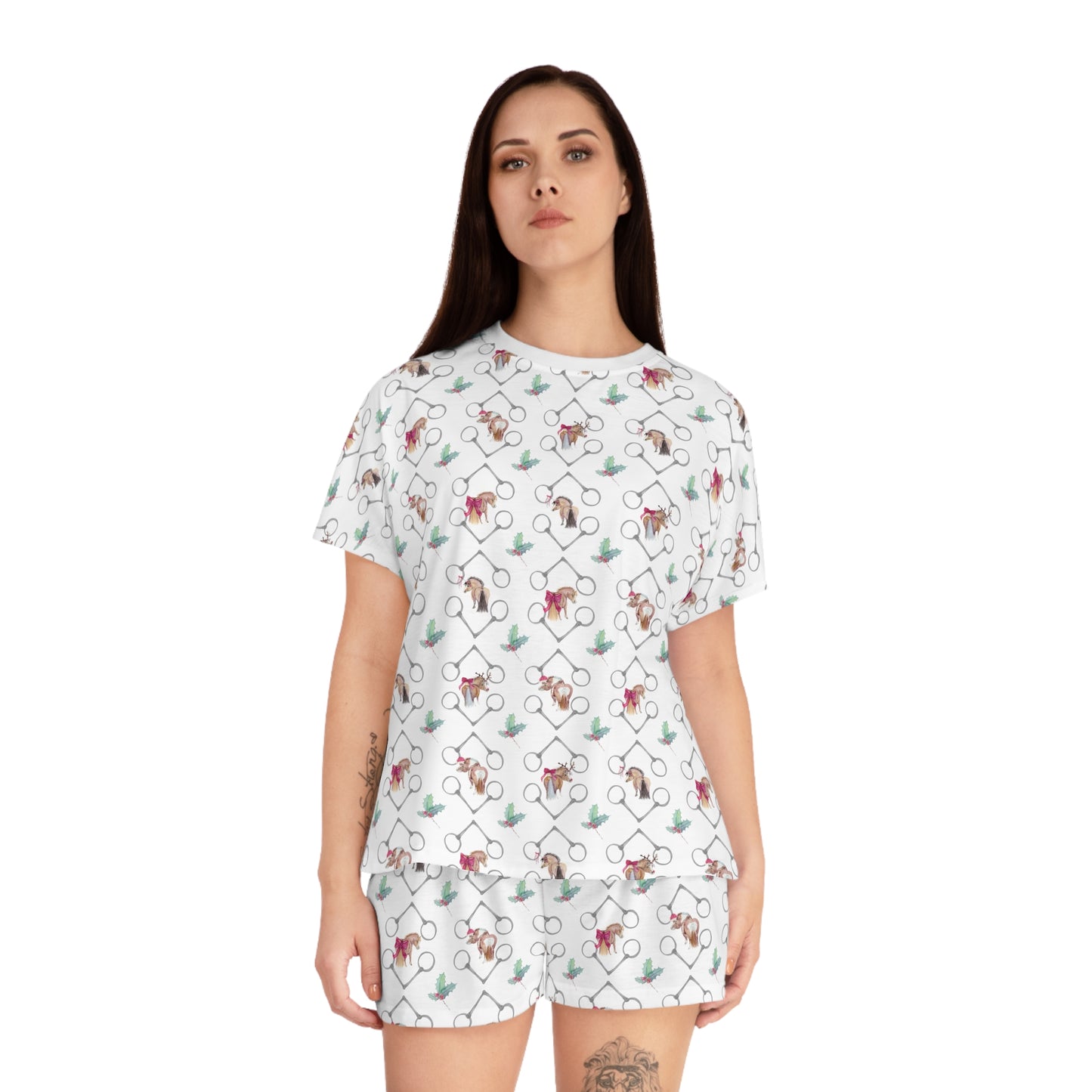 Adorable Ponies Holiday Holly Women's Short Pajama Set