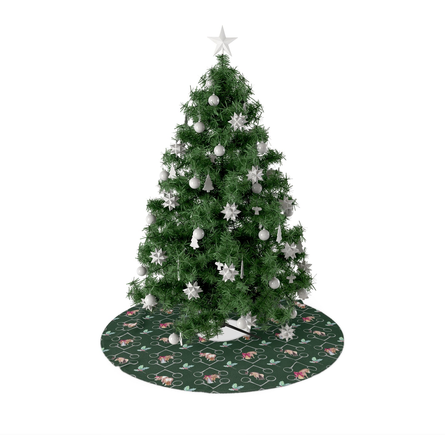 Adorable Ponies Bits and Holly Hunter Green Christmas Tree Skirt