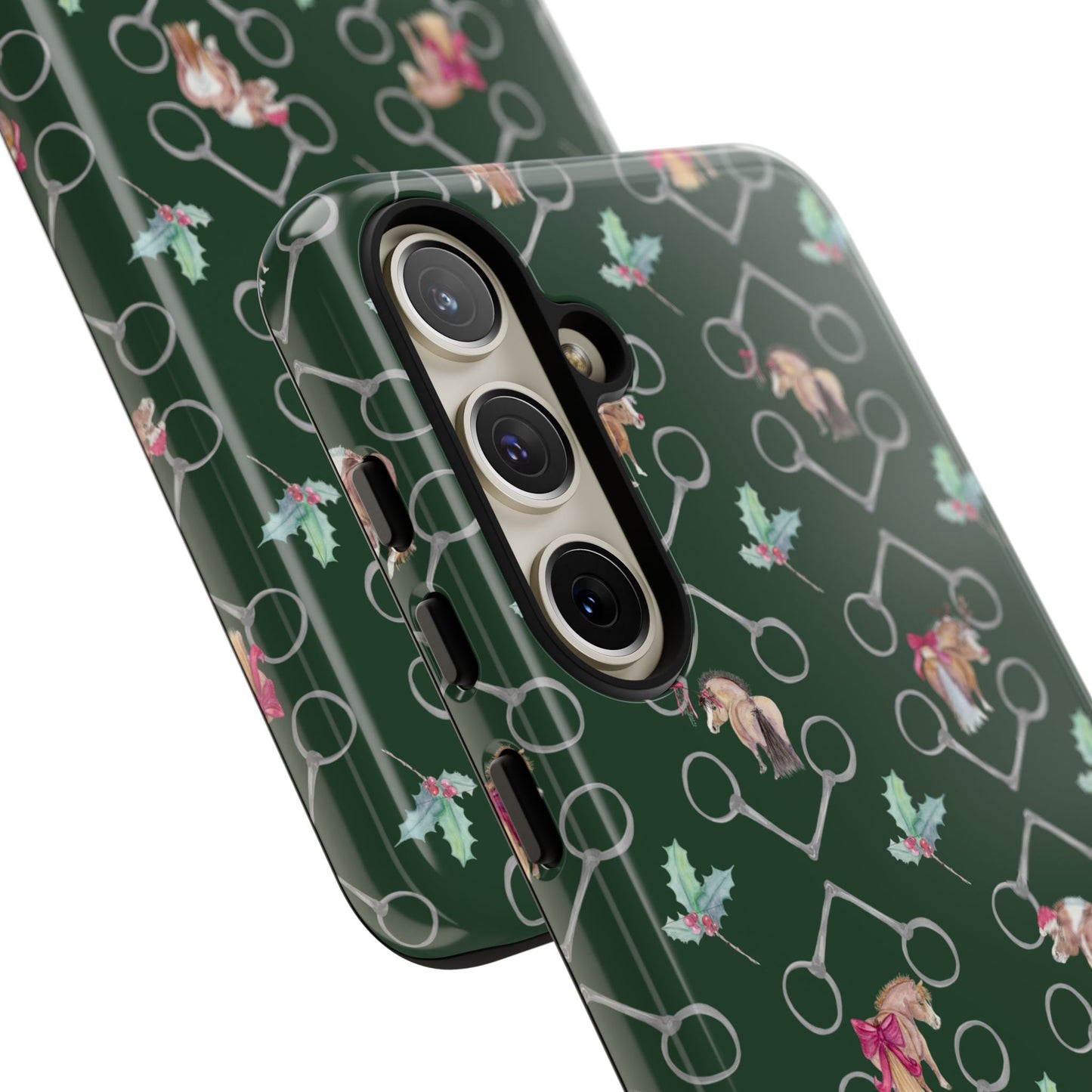 Adorable Little Ponies and Holly in Hunter Green Tough Phone Case