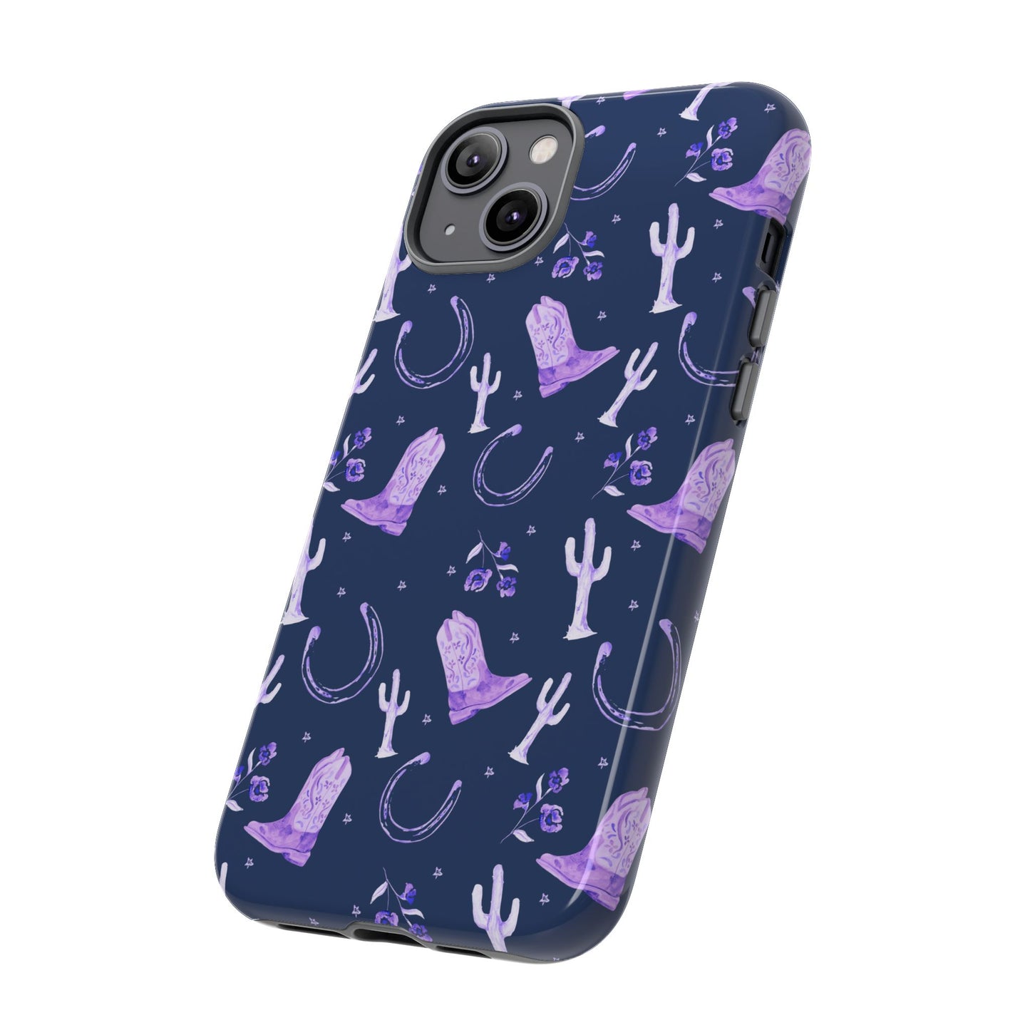 Lucky Boots in Navy and Lavender Tough Phone Case