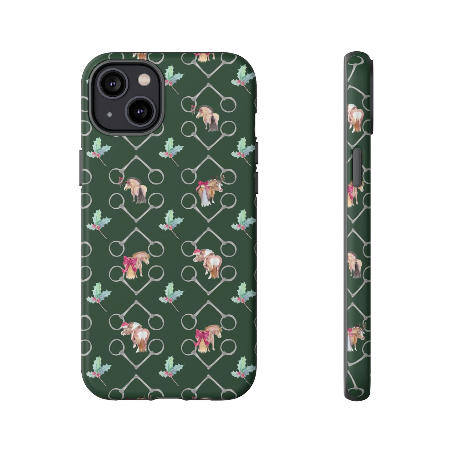 Adorable Little Ponies and Holly in Hunter Green Tough Phone Case