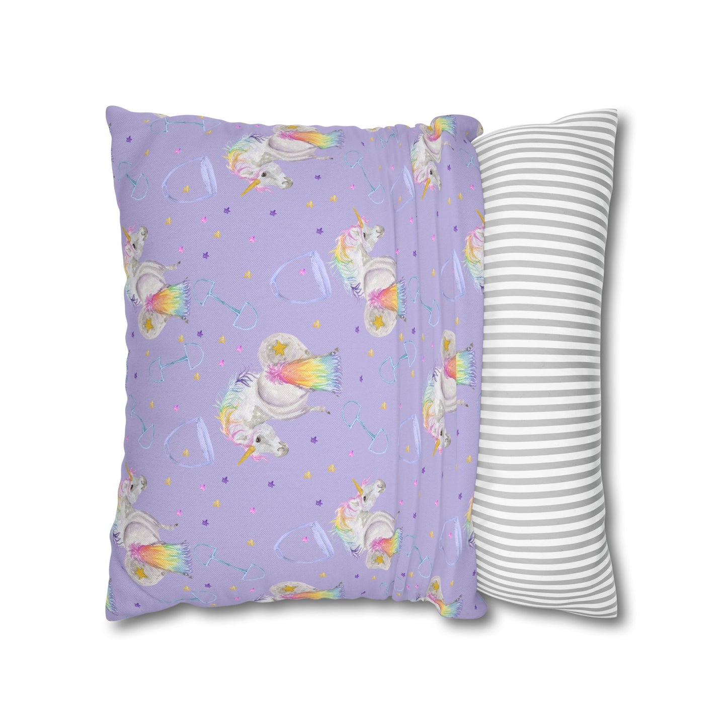 Adorable Little Unicorn Print - lavender Spun Polyester Square Pillowcase