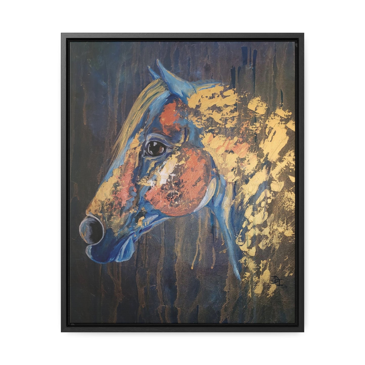 Love Blue and Gold Gallery Canvas Wraps, Vertical Frame - SonaEquestrian