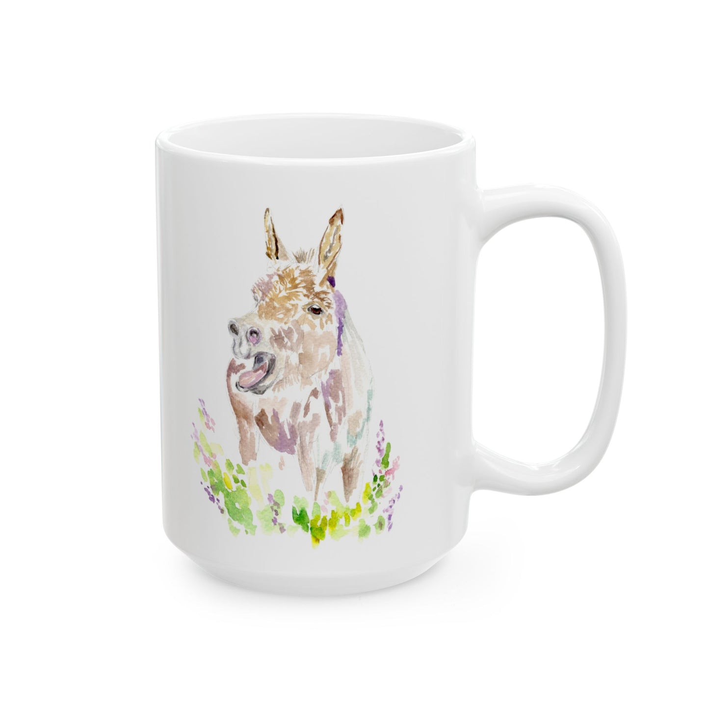 Hay Spring- watercolor Donkey-  Mug