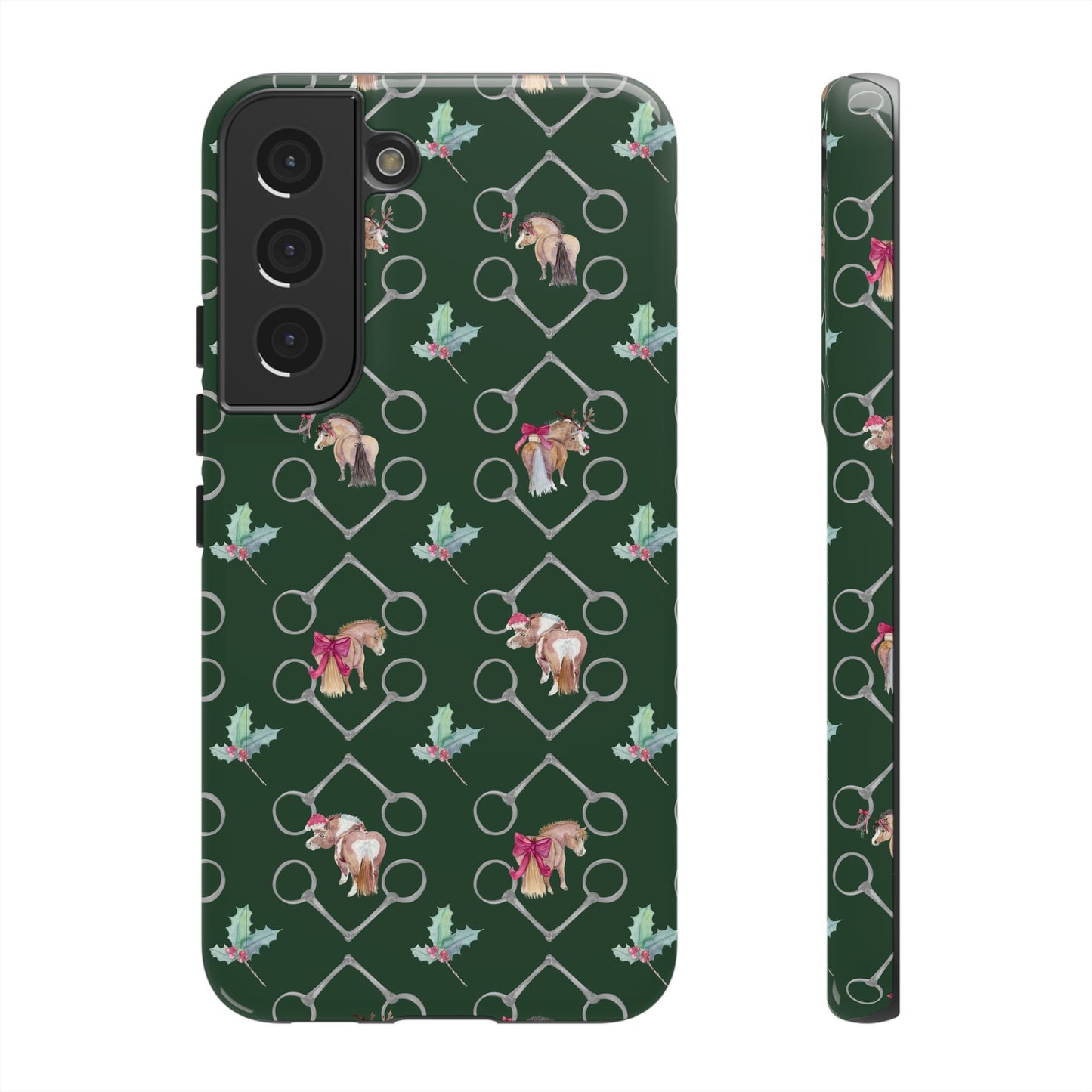 Adorable Little Ponies and Holly in Hunter Green Tough Phone Case