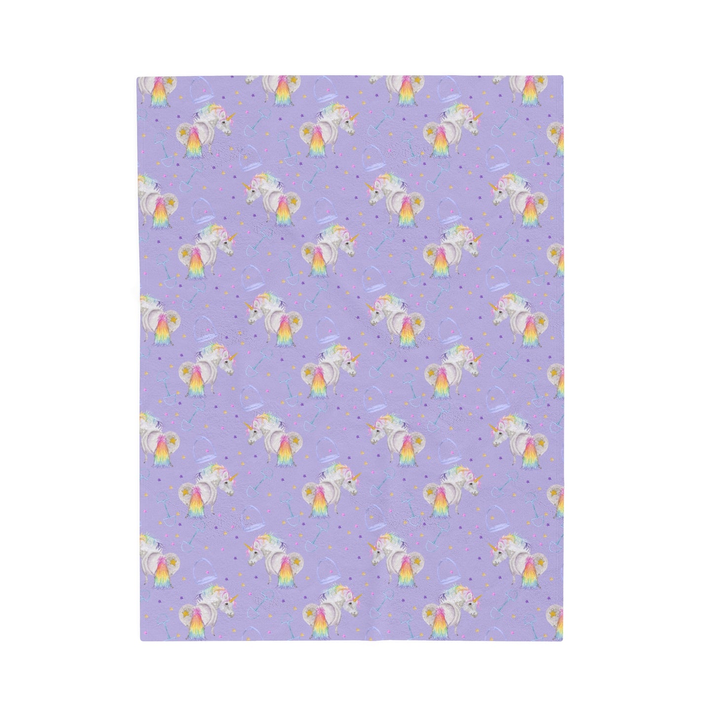 Adorable Little Unicorn Print Velveteen Plush Blanket - Lavender