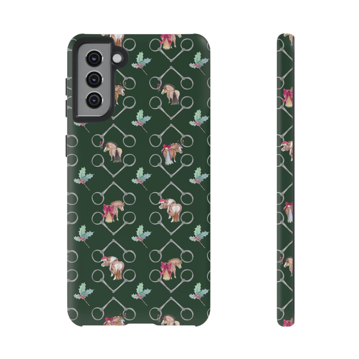 Adorable Little Ponies and Holly in Hunter Green Tough Phone Case