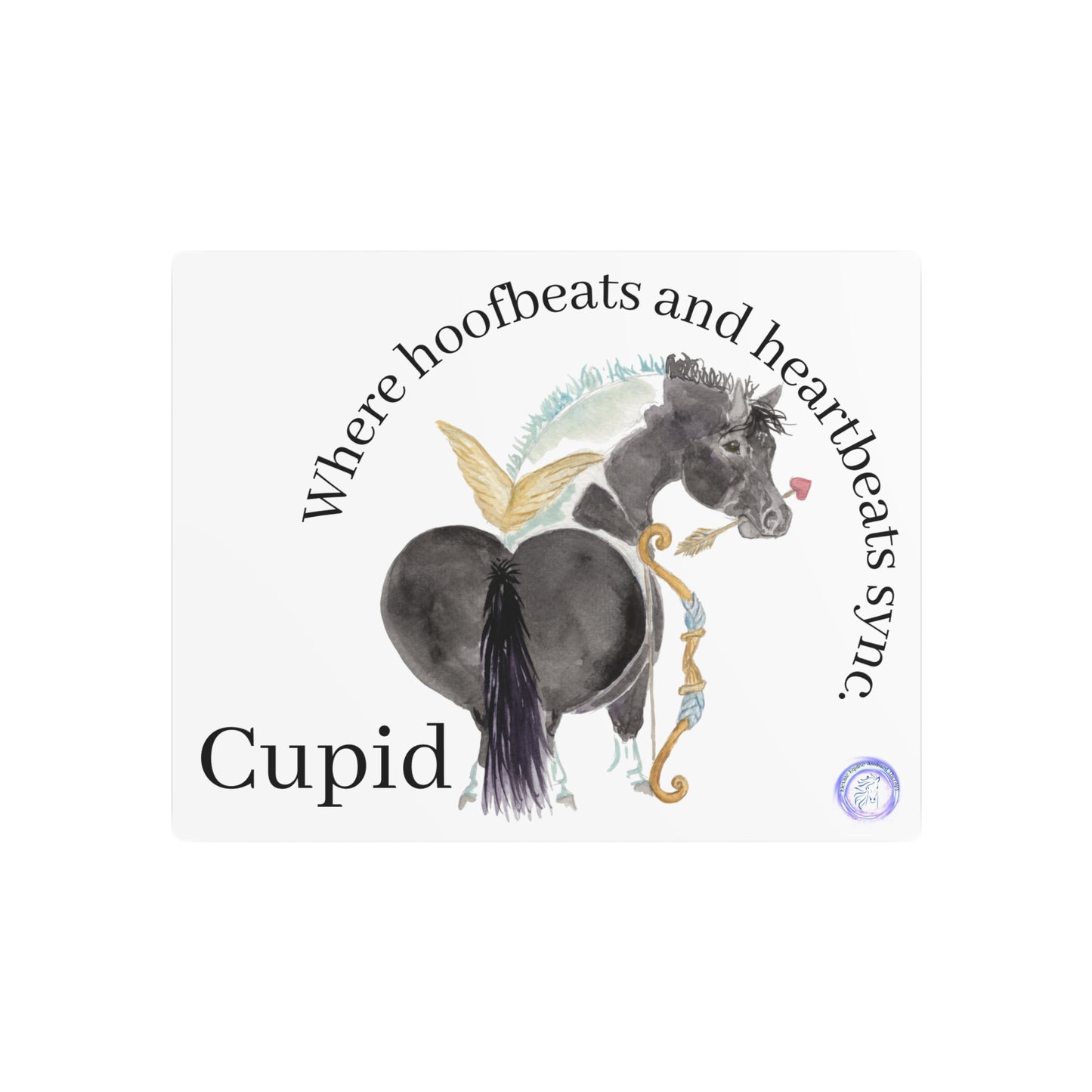 Adorable Cupid Horse Metal Art Sign –
