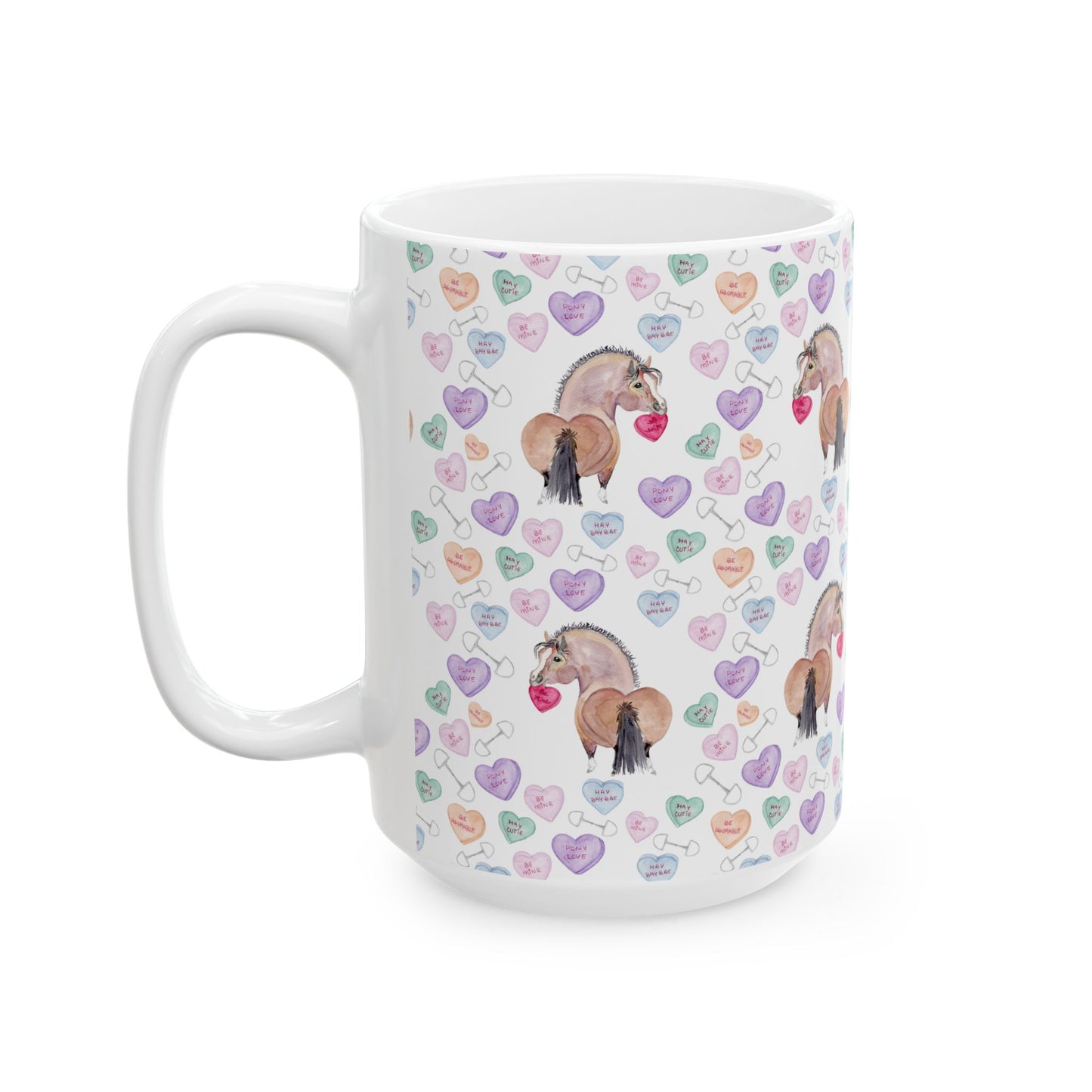 Mug - Adorable Be Mine Valentine Pony Ceramic Coffee Cup (11oz/15oz)