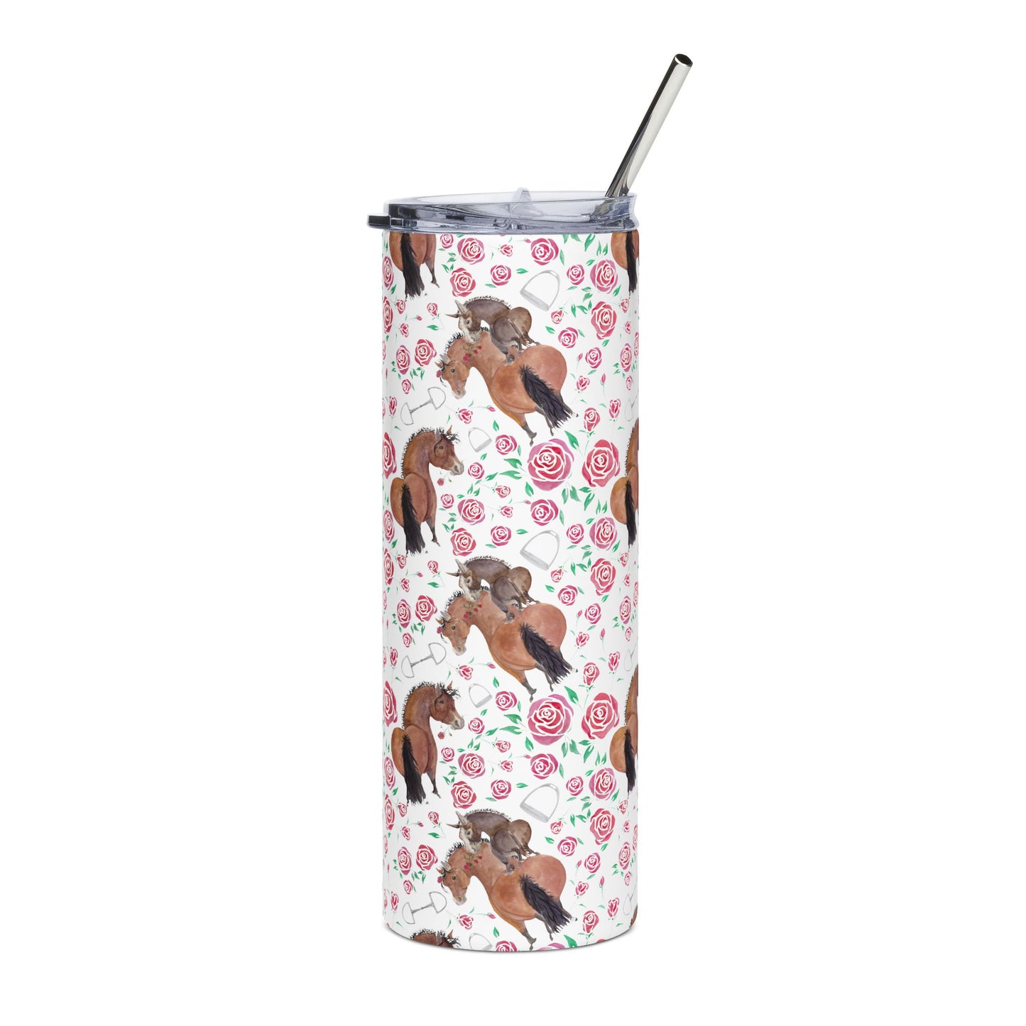 20oz Stainless Tumbler — Adorable Rose and Rico - white