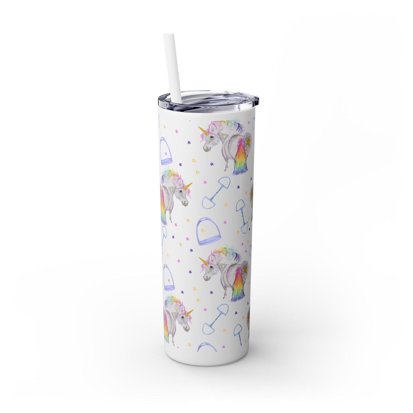 Adorable unicorn Print    Skinny Tumbler with Straw, 20oz