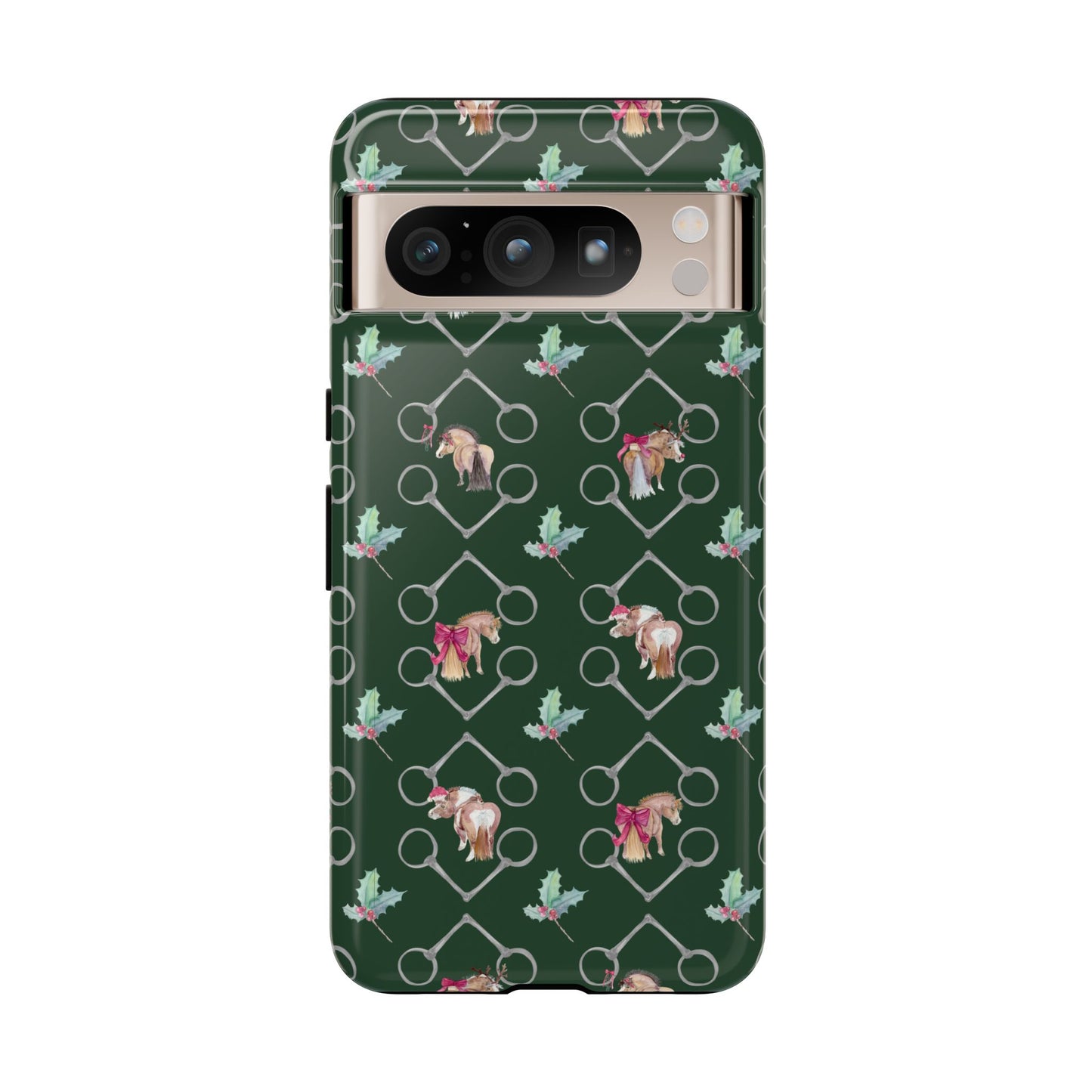 Adorable Little Ponies and Holly in Hunter Green Tough Phone Case