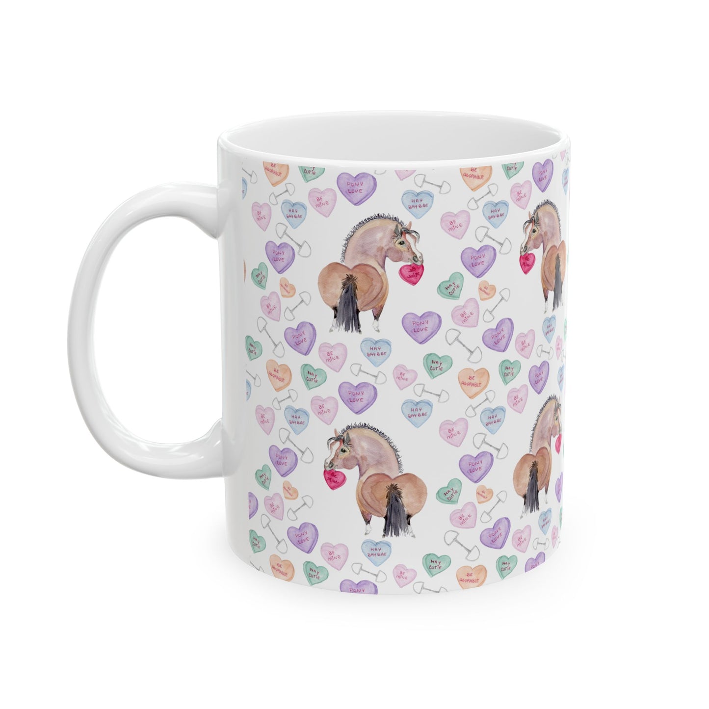 Mug - Adorable Be Mine Valentine Pony Ceramic Coffee Cup (11oz/15oz)