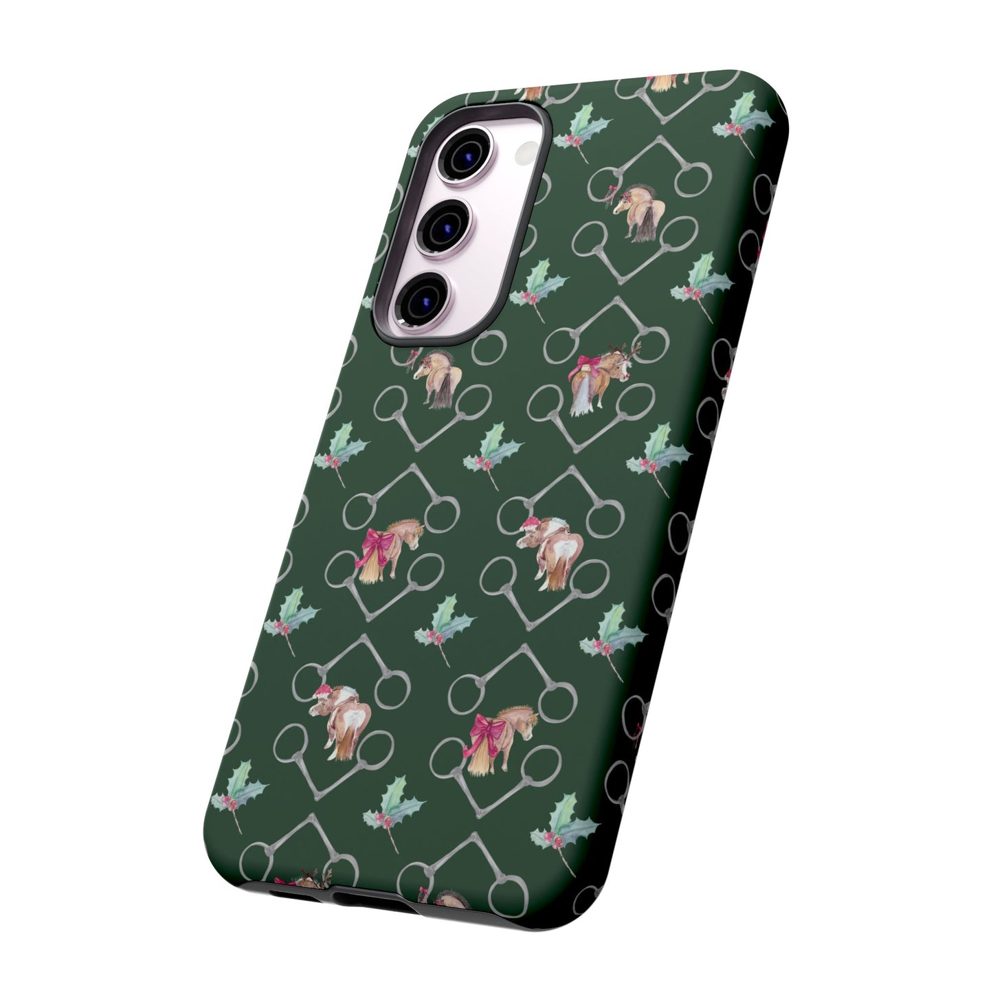 Adorable Little Ponies and Holly in Hunter Green Tough Phone Case