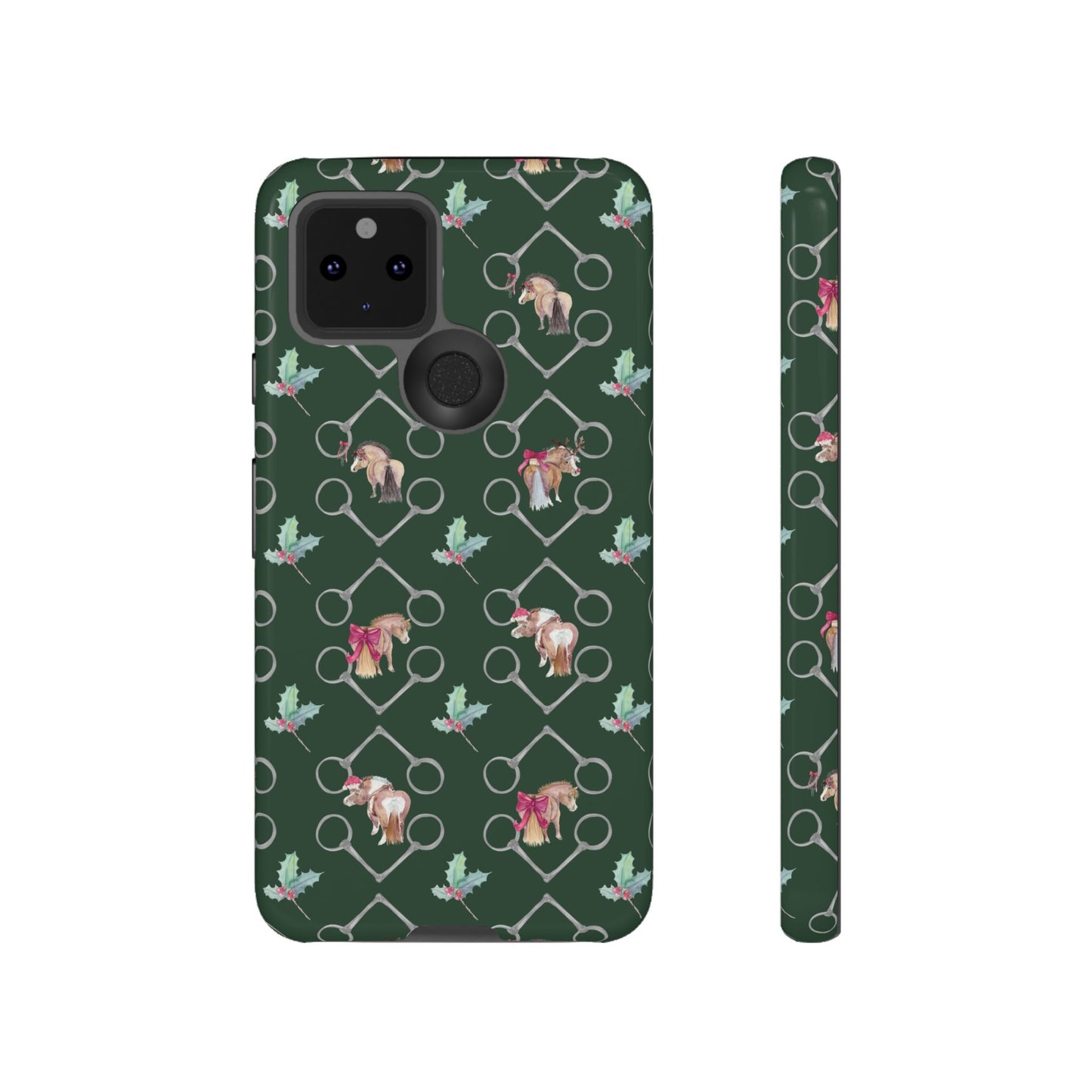 Adorable Little Ponies and Holly in Hunter Green Tough Phone Case